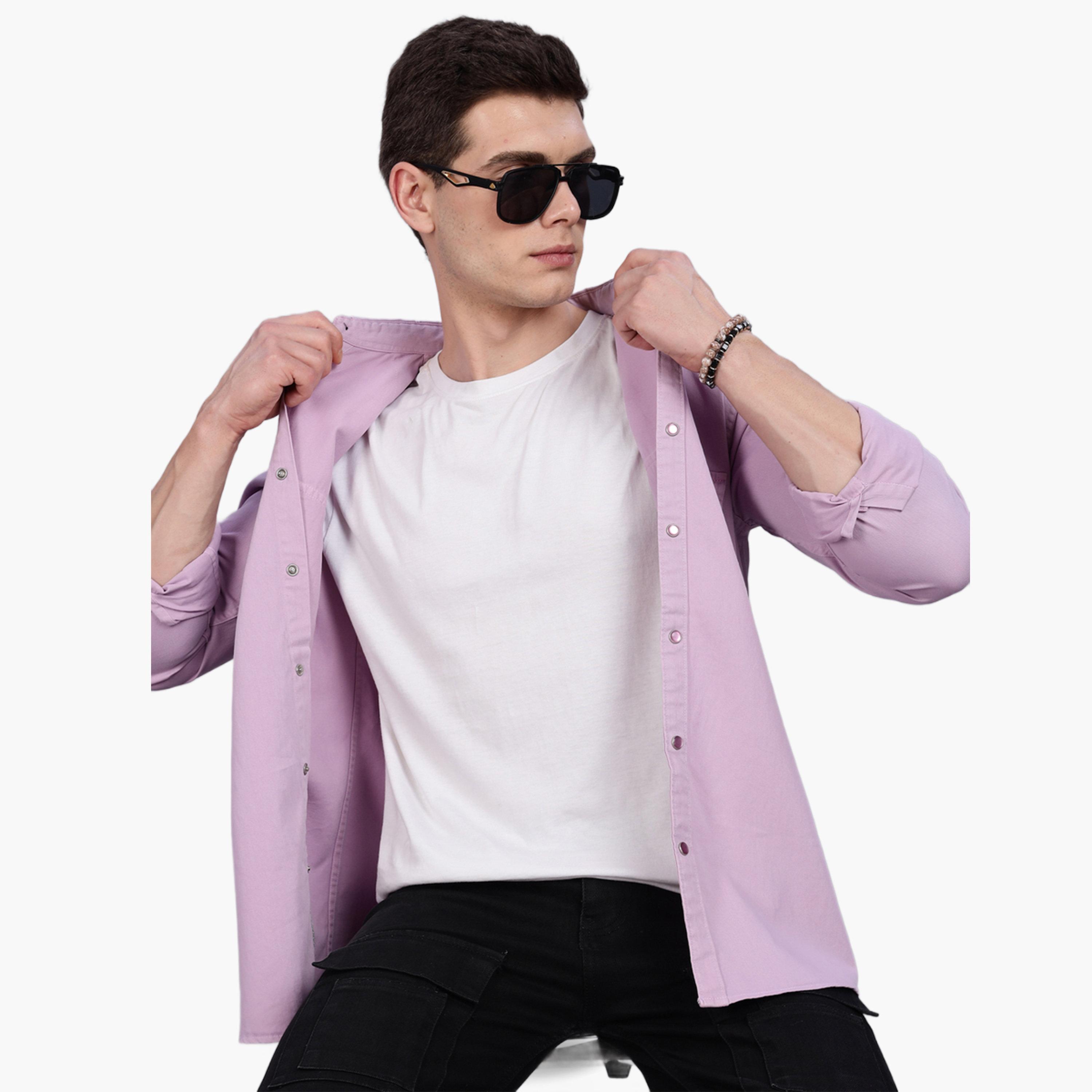 KUONS AVENUE X Styli Men Lilac Cotton Twill Spread Collar Shirt-men-clothing-shirts-image-6