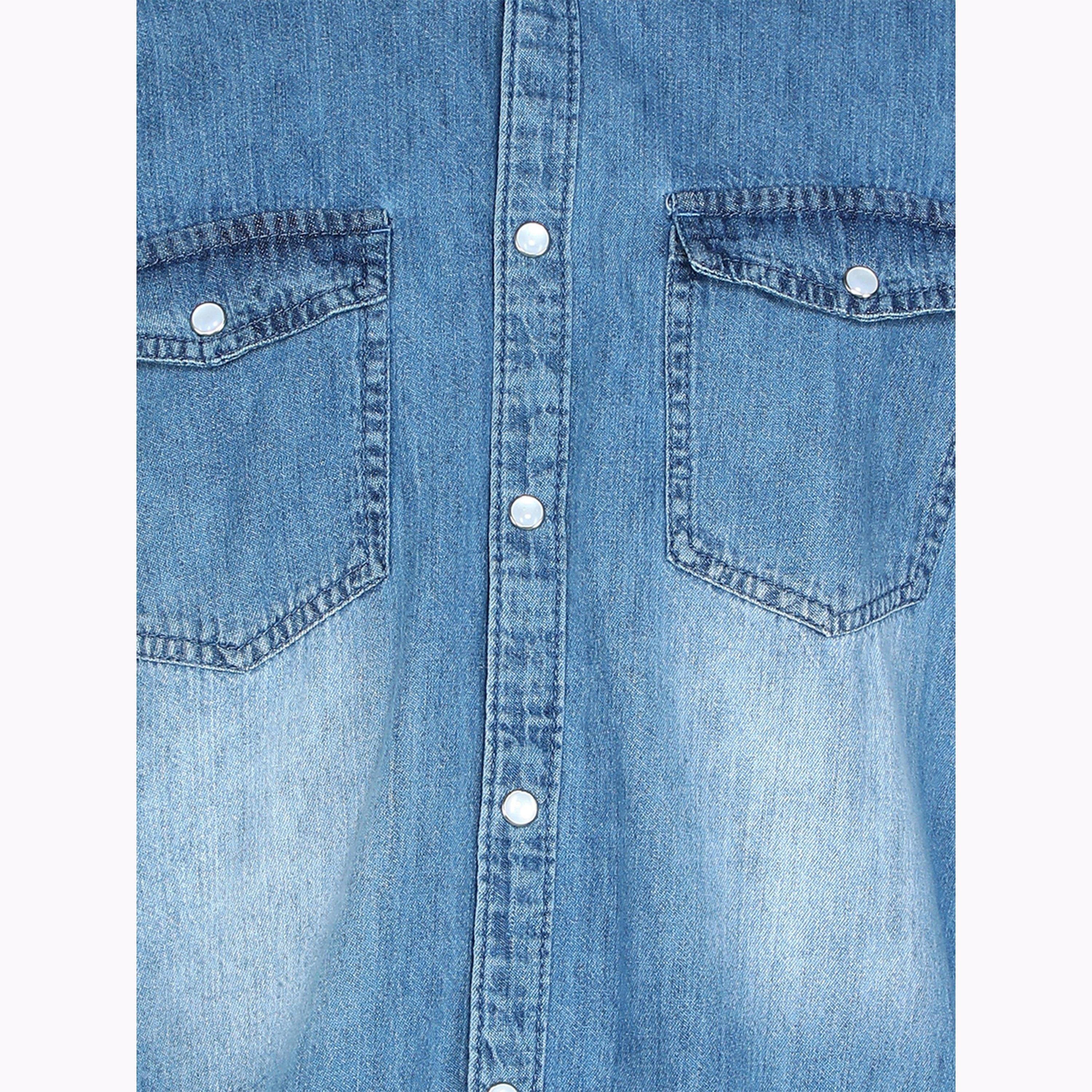 KUONS AVENUE X Styli Men Blue Denim Double Pocket Shirt-men-clothing-shirts-image-6