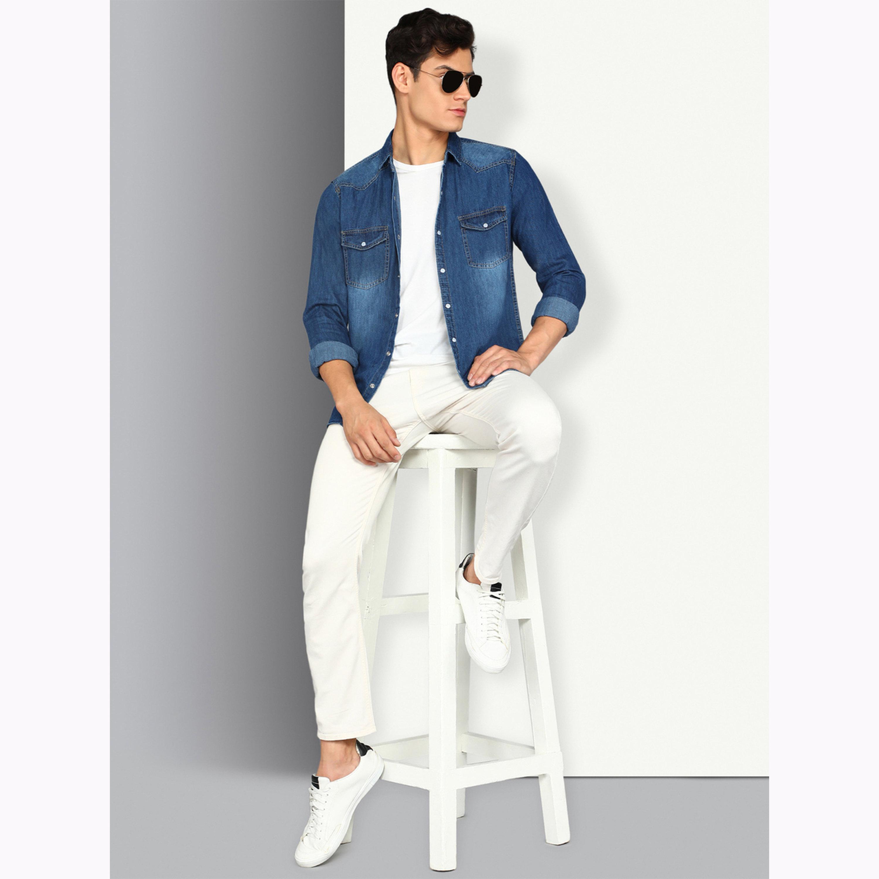 KUONS AVENUE X Styli Men Faded Denim Shirt with Flap Pocket-men-clothing-shirts-image-2