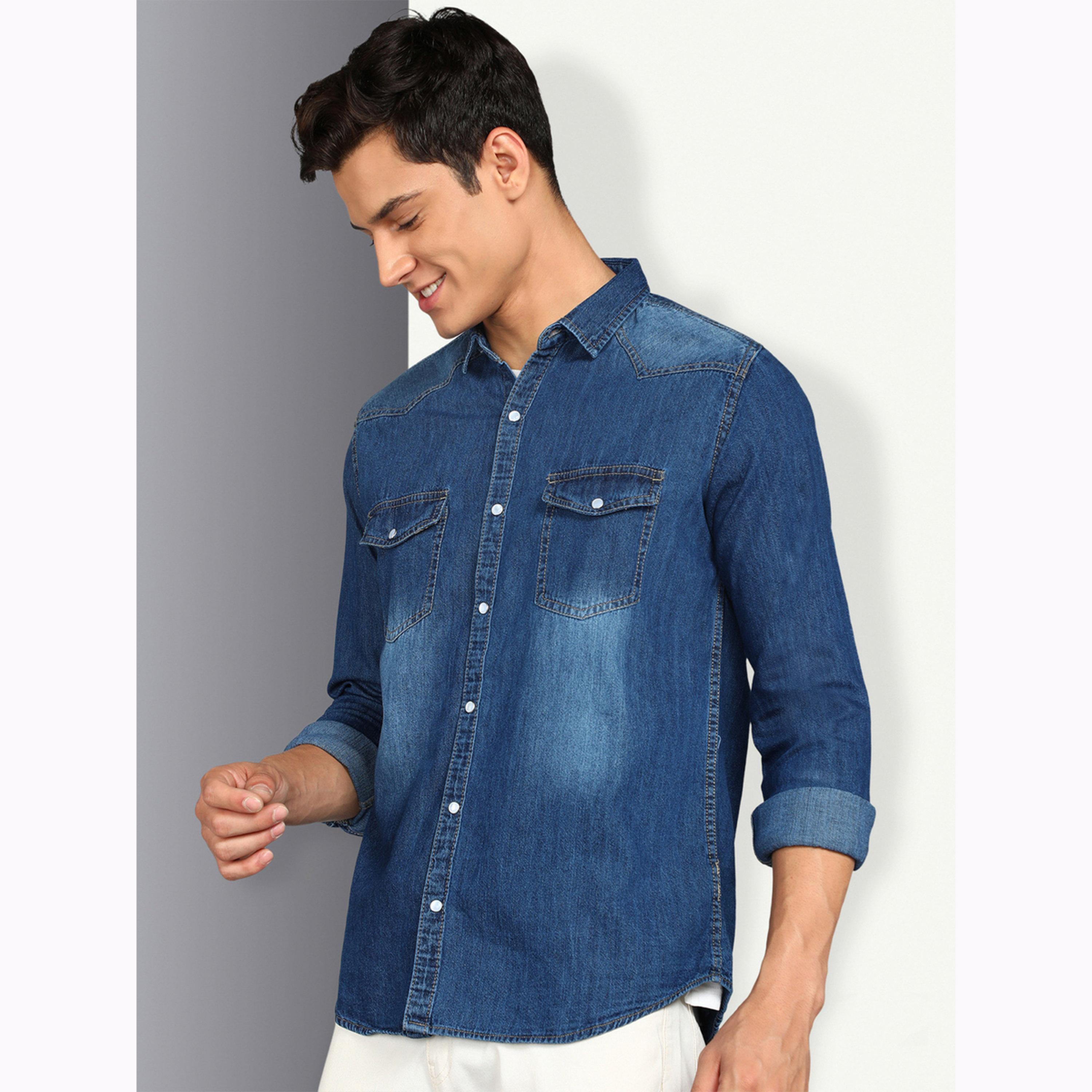 KUONS AVENUE X Styli Men Faded Denim Shirt with Flap Pocket-men-clothing-shirts-image-4