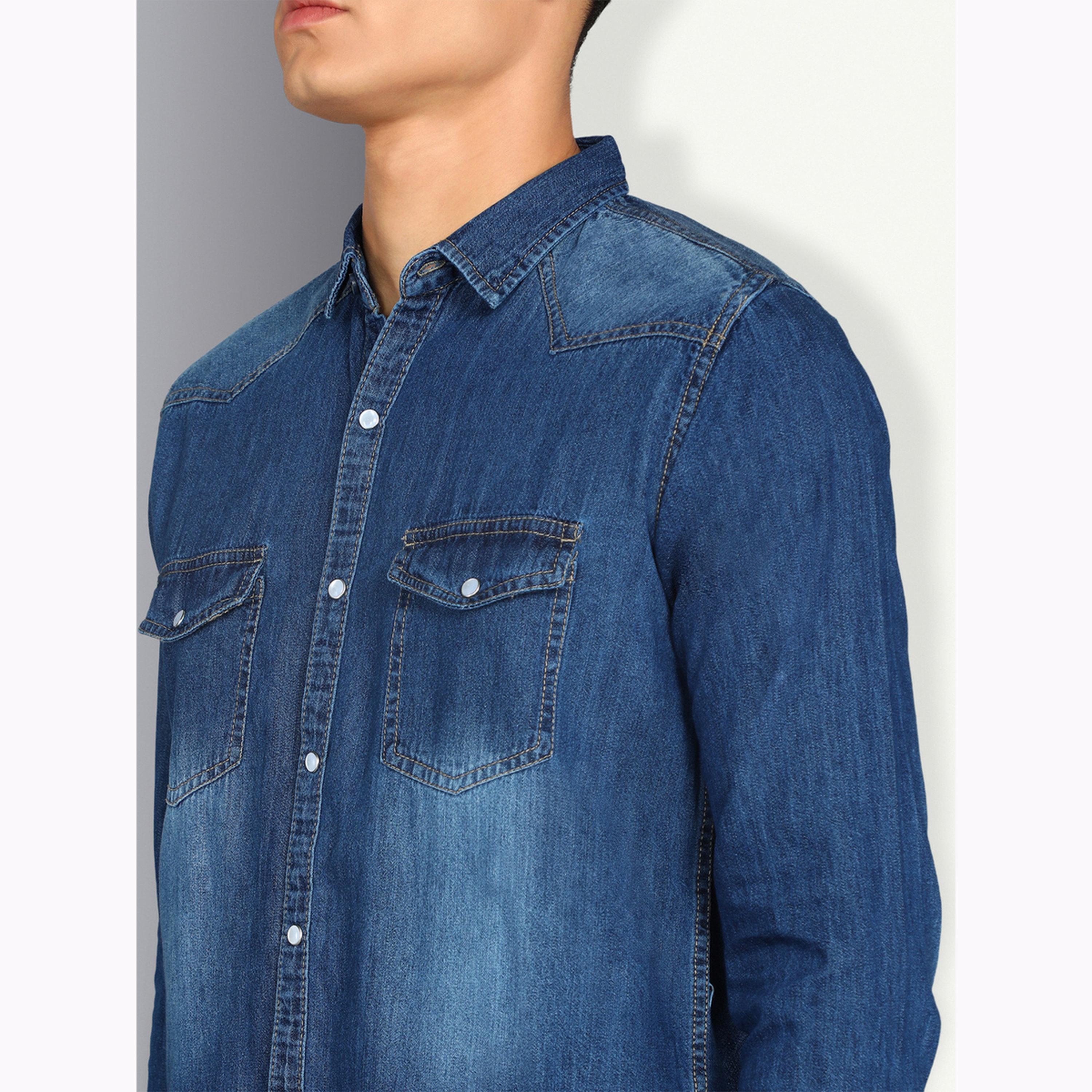 KUONS AVENUE X Styli Men Faded Denim Shirt with Flap Pocket-men-clothing-shirts-image-5