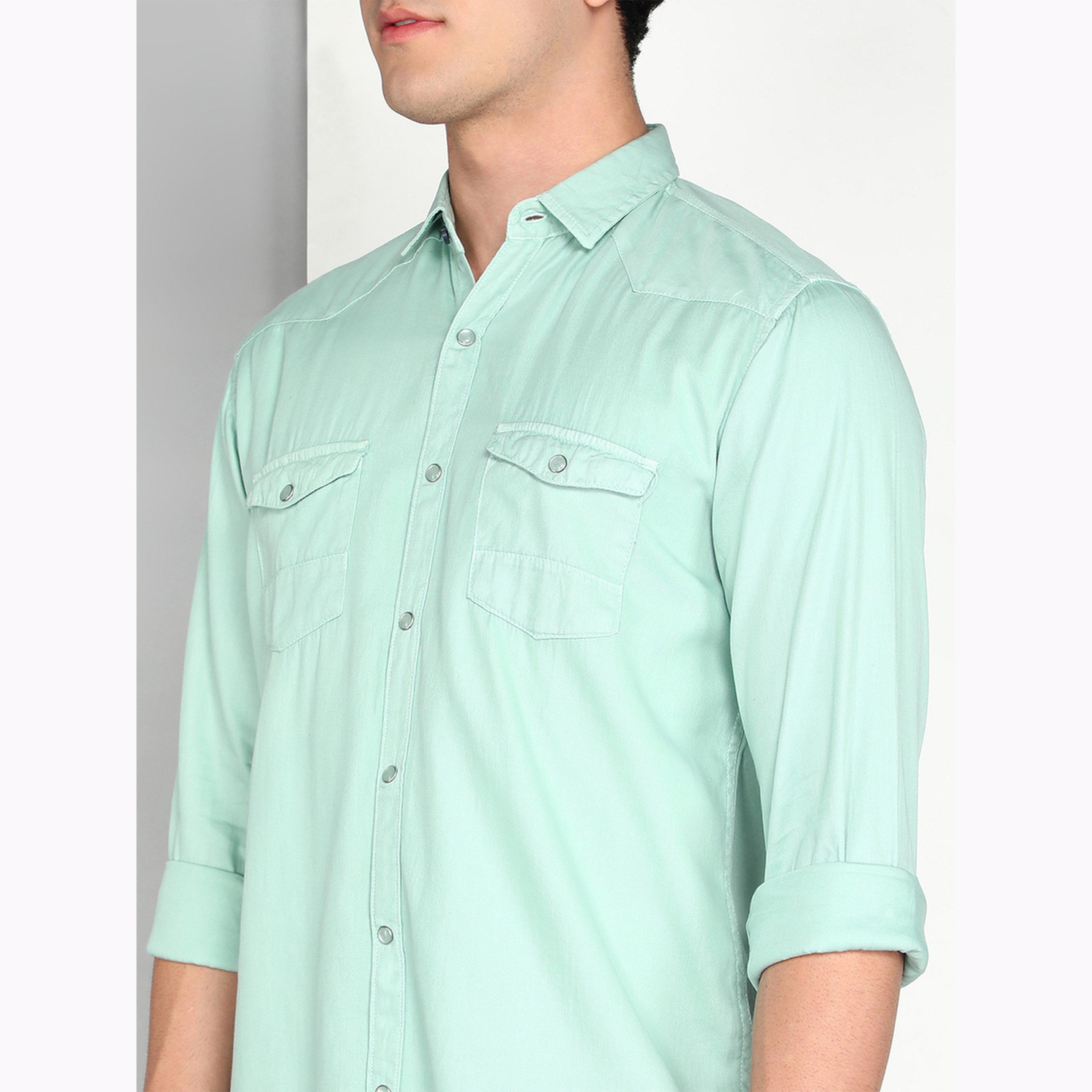 KUONS AVENUE X Styli Men Green Cotton Twill Shirt-men-clothing-shirts-image-5