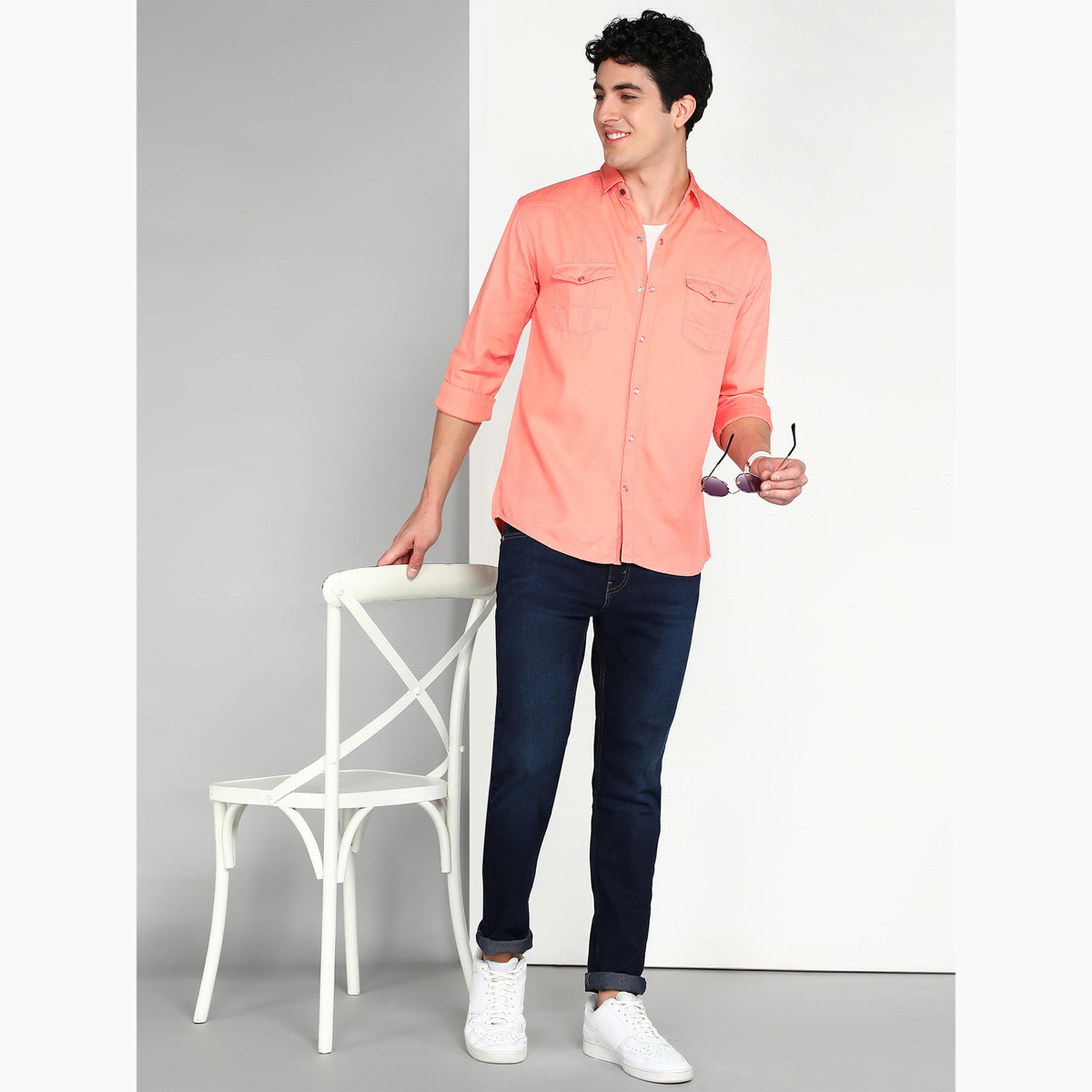 KUONS AVENUE X Styli Men Peach Cotton Twill Shirt-men-clothing-shirts-image-2
