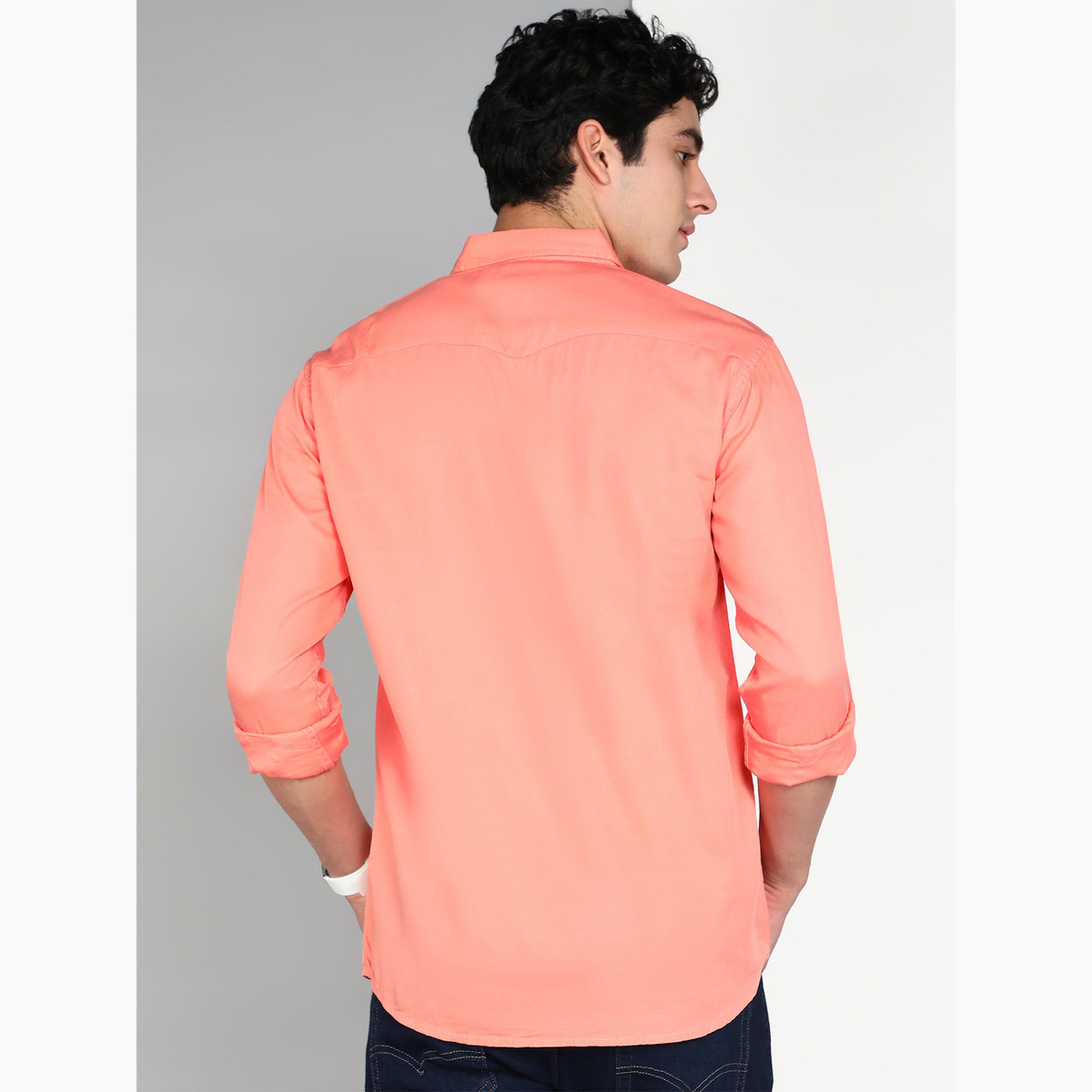 KUONS AVENUE X Styli Men Peach Cotton Twill Shirt-men-clothing-shirts-image-3