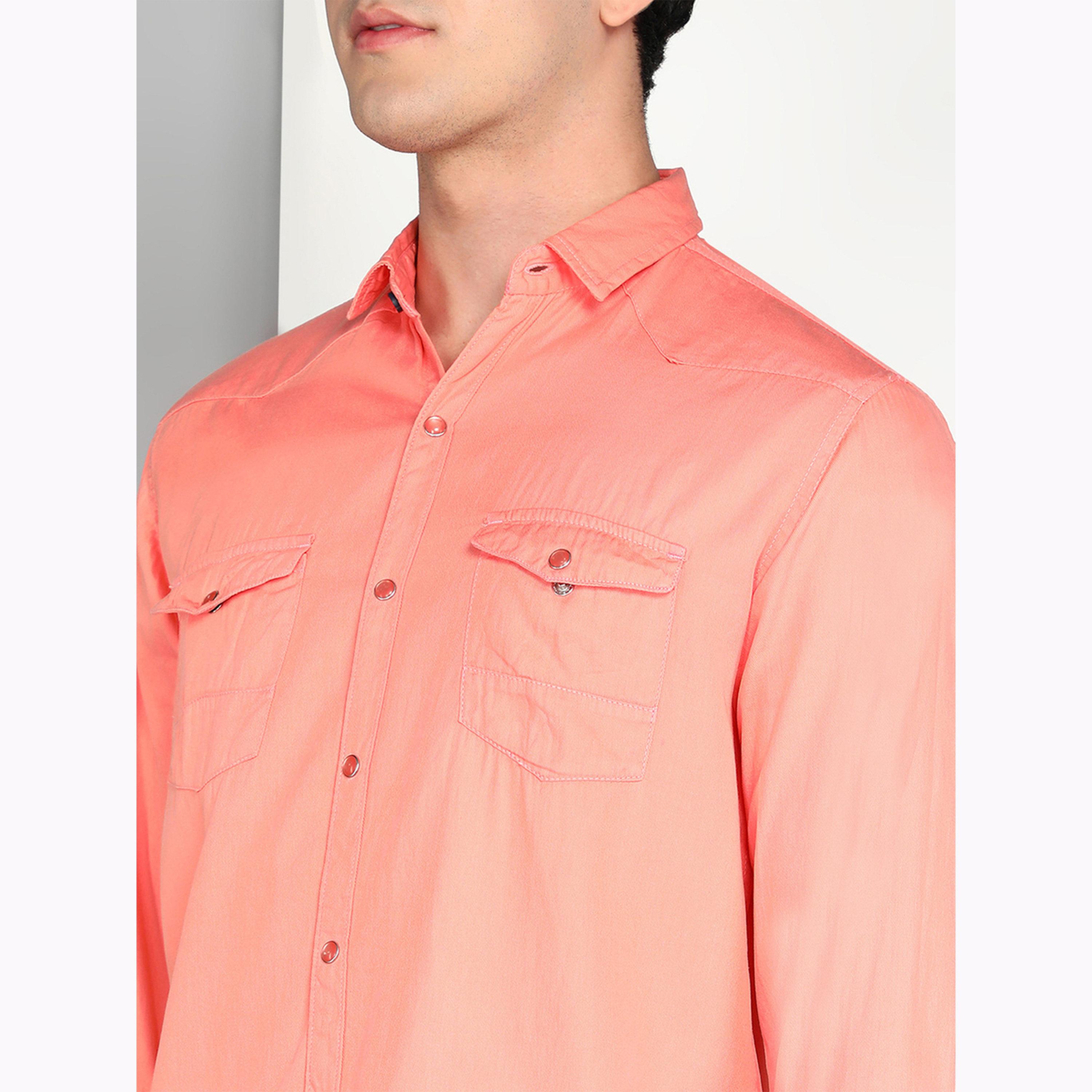 KUONS AVENUE X Styli Men Peach Cotton Twill Shirt-men-clothing-shirts-image-5