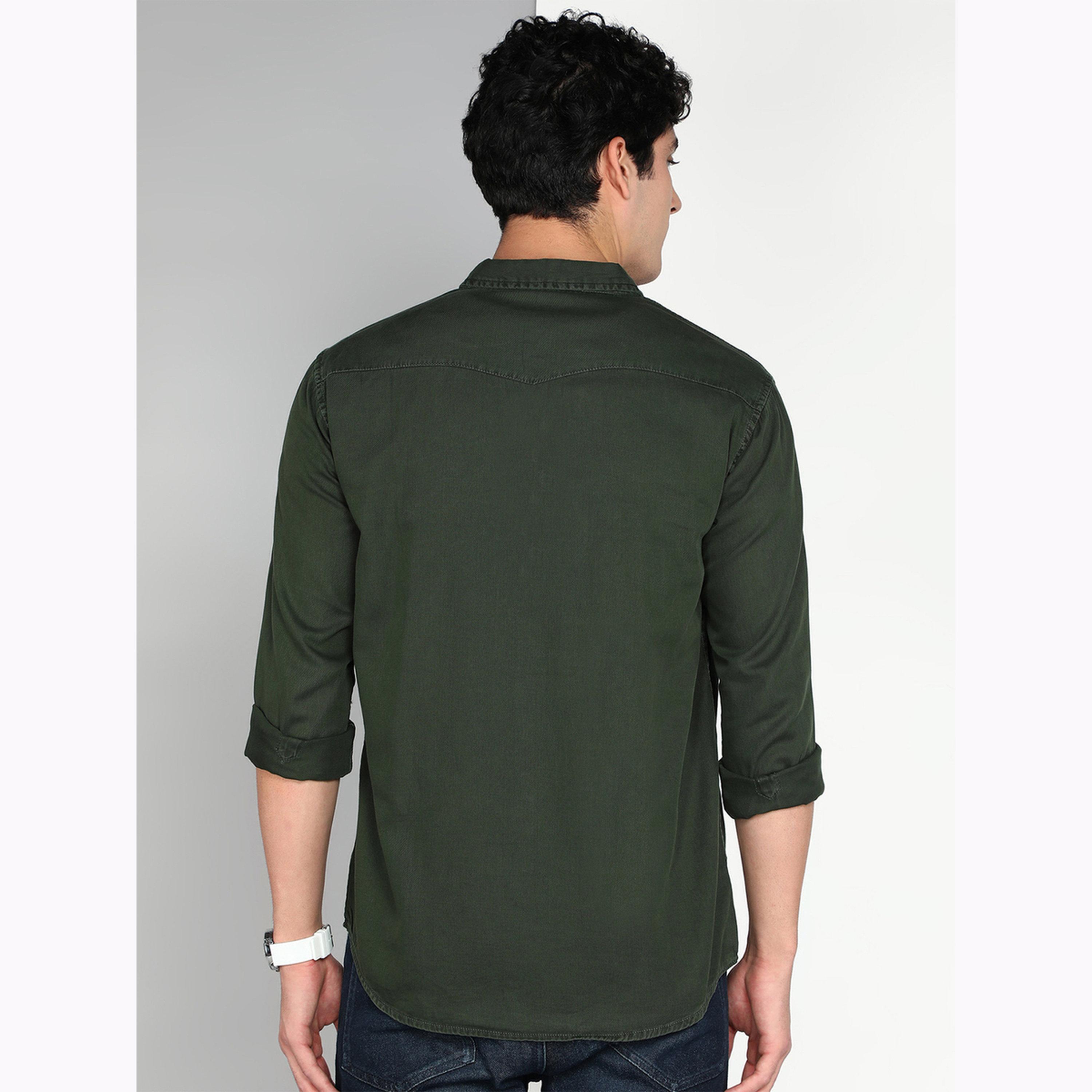 KUONS AVENUE X Styli Men Olive Cotton Twill Shirt-men-clothing-shirts-image-3