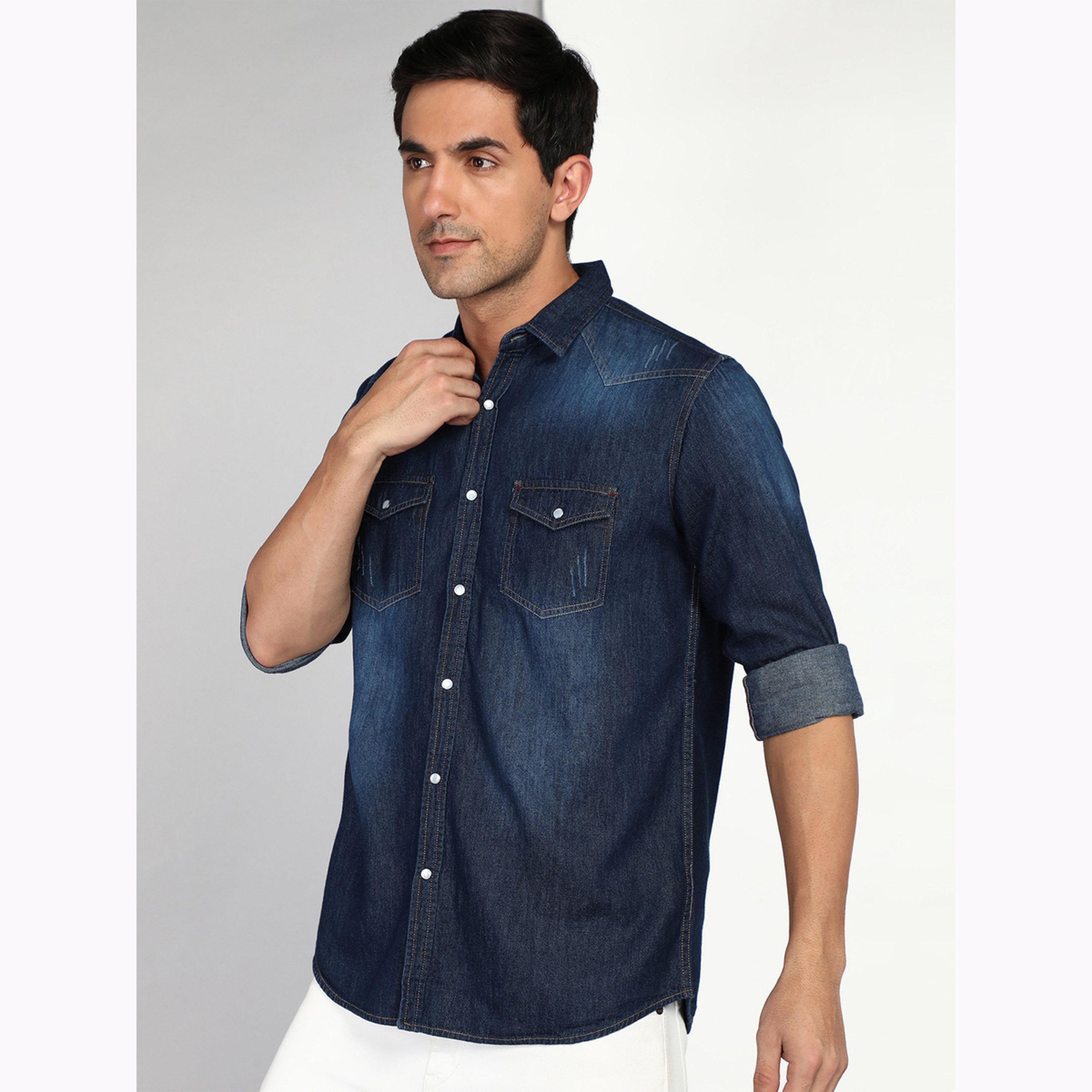 KUONS AVENUE X Styli Men Blue Denim Buttoned Shirt-men-clothing-shirts-image-4