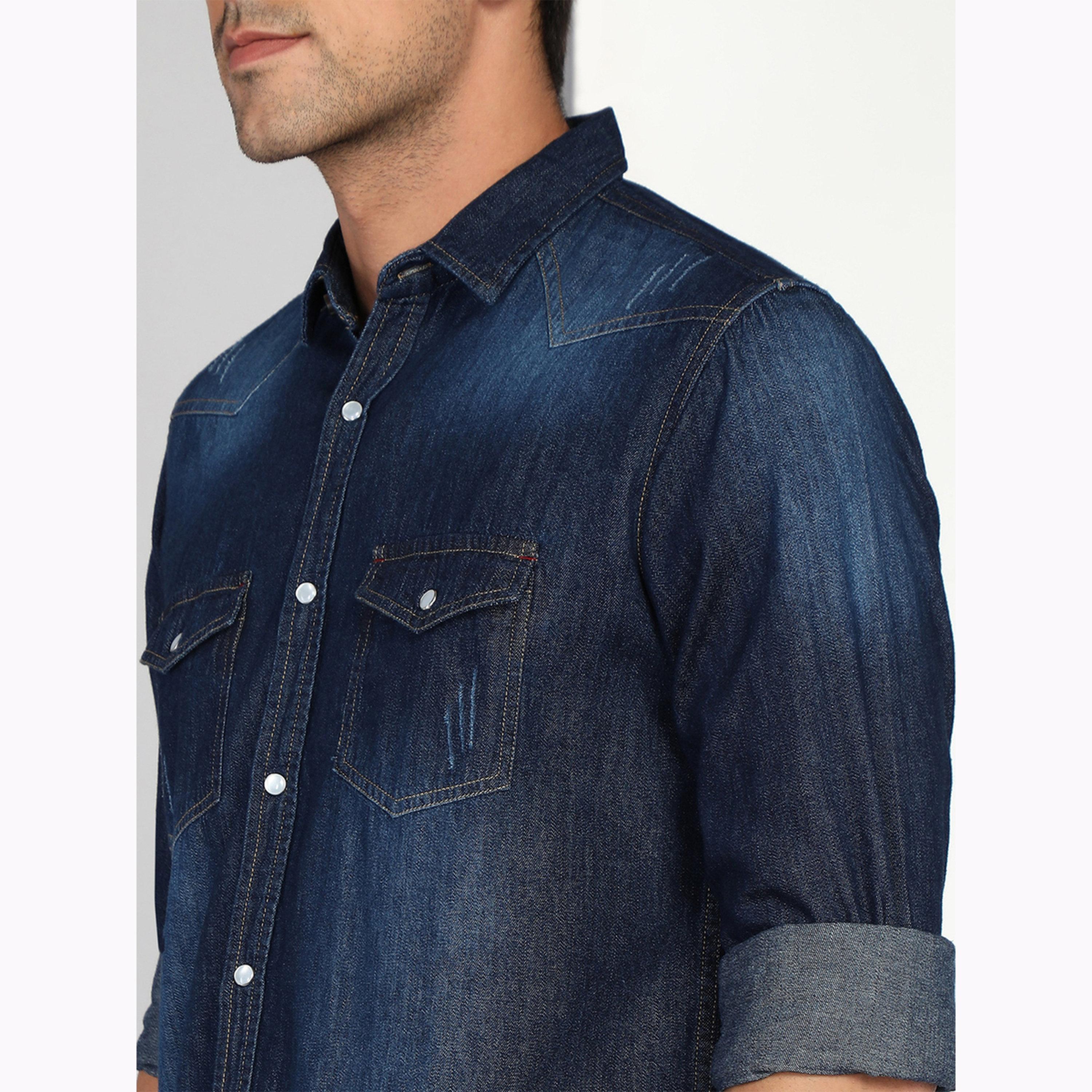 KUONS AVENUE X Styli Men Blue Denim Buttoned Shirt-men-clothing-shirts-image-5