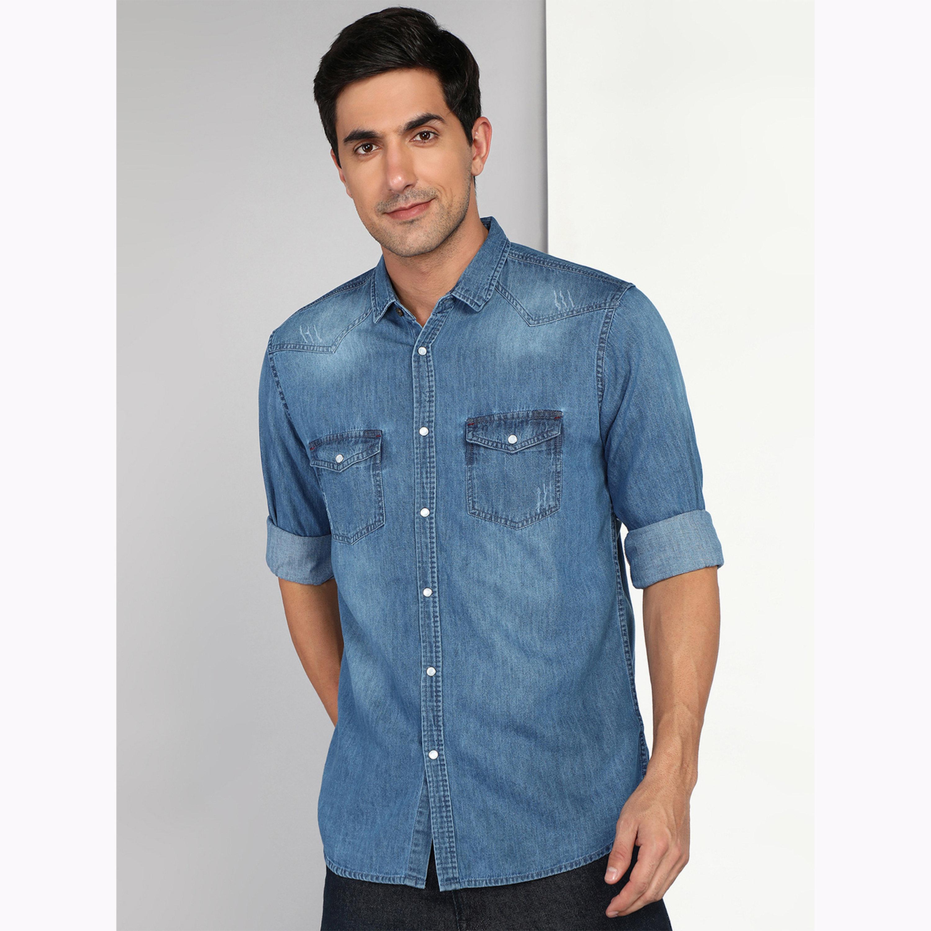 قميص دنيم رجالي أزرق بأزرار-men-clothing-shirts-image-1
