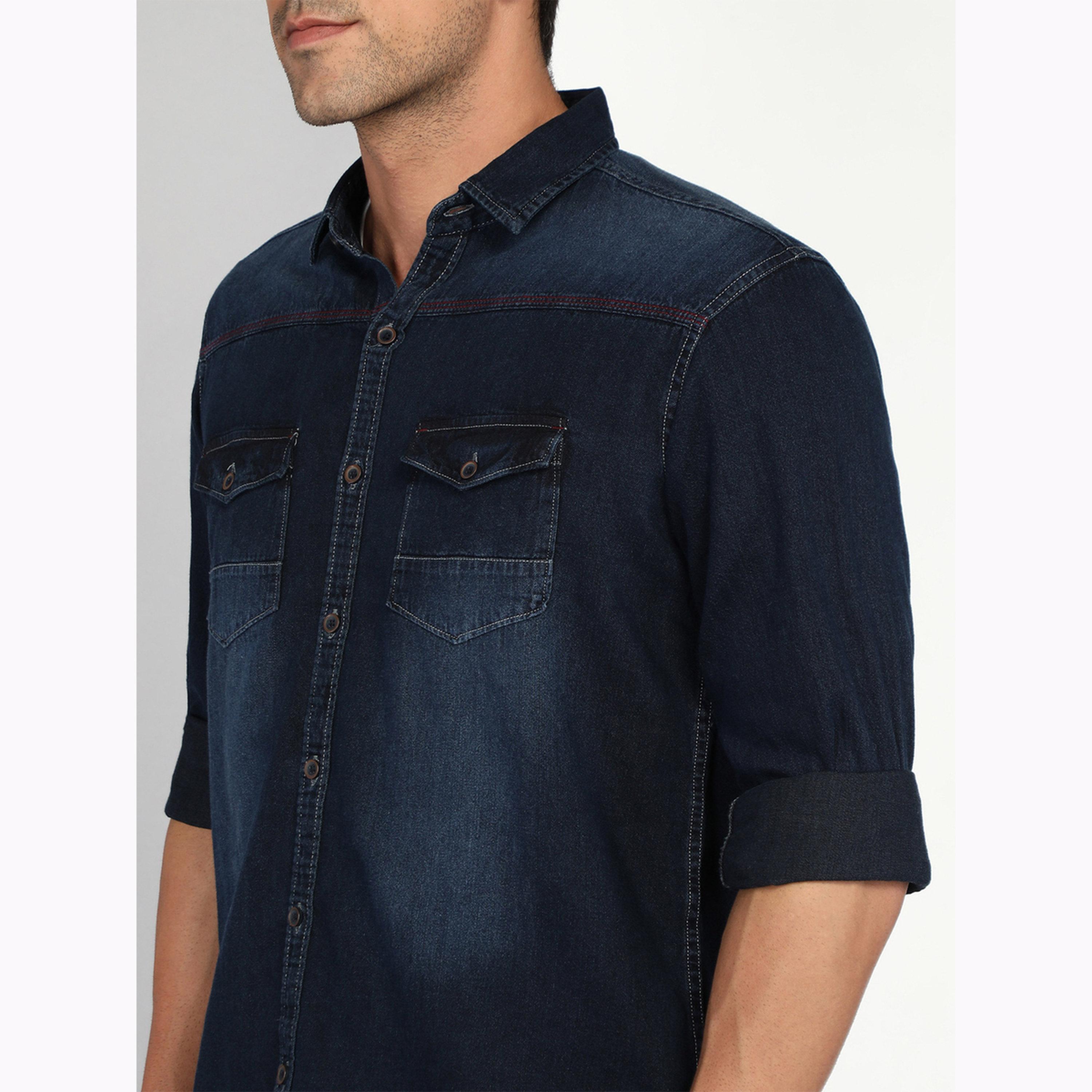 قميص دنيم رجالي كاجوال أزرق-men-clothing-shirts-image-5