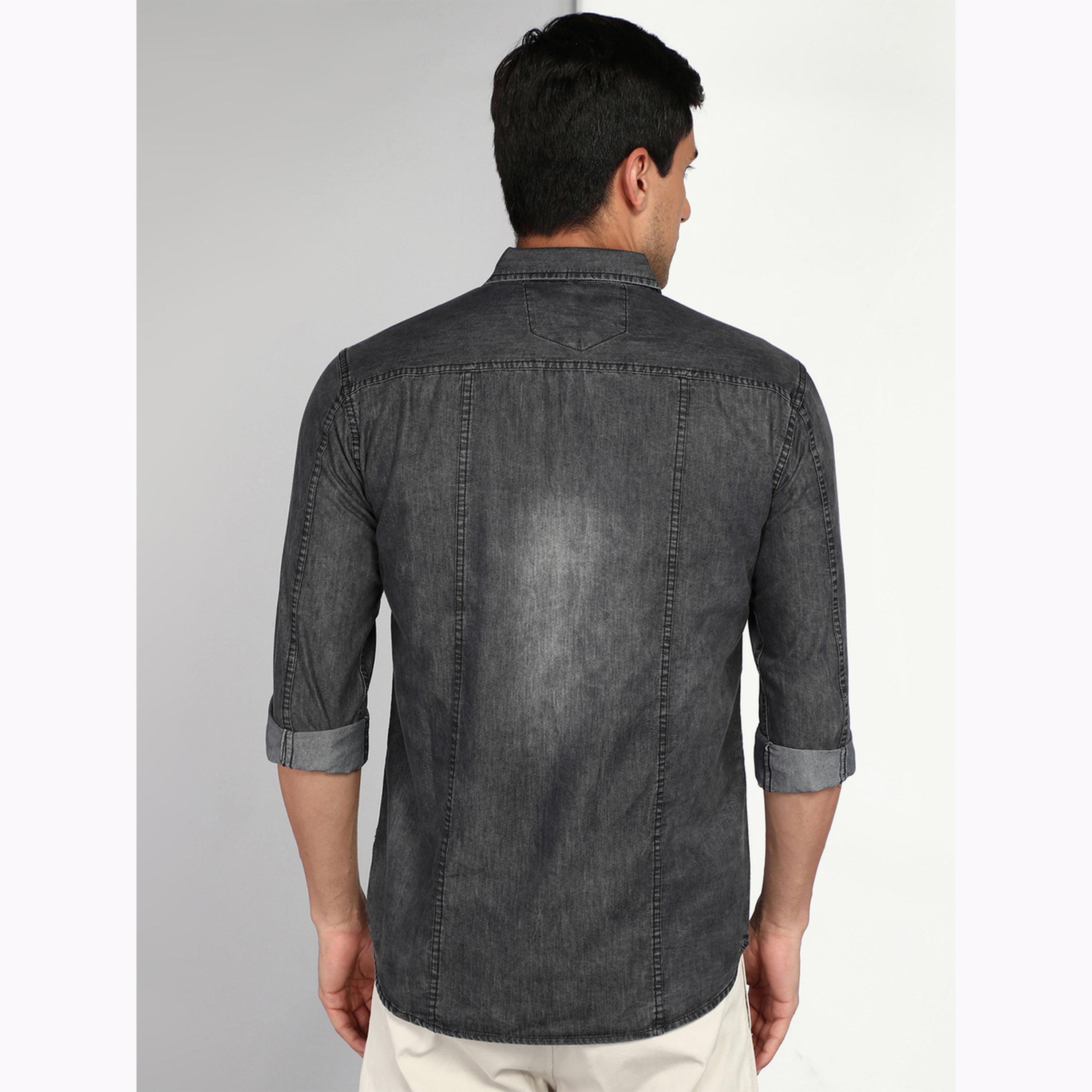 KUONS AVENUE X Styli Men Black Faded Denim Shirt-men-clothing-shirts-image-3