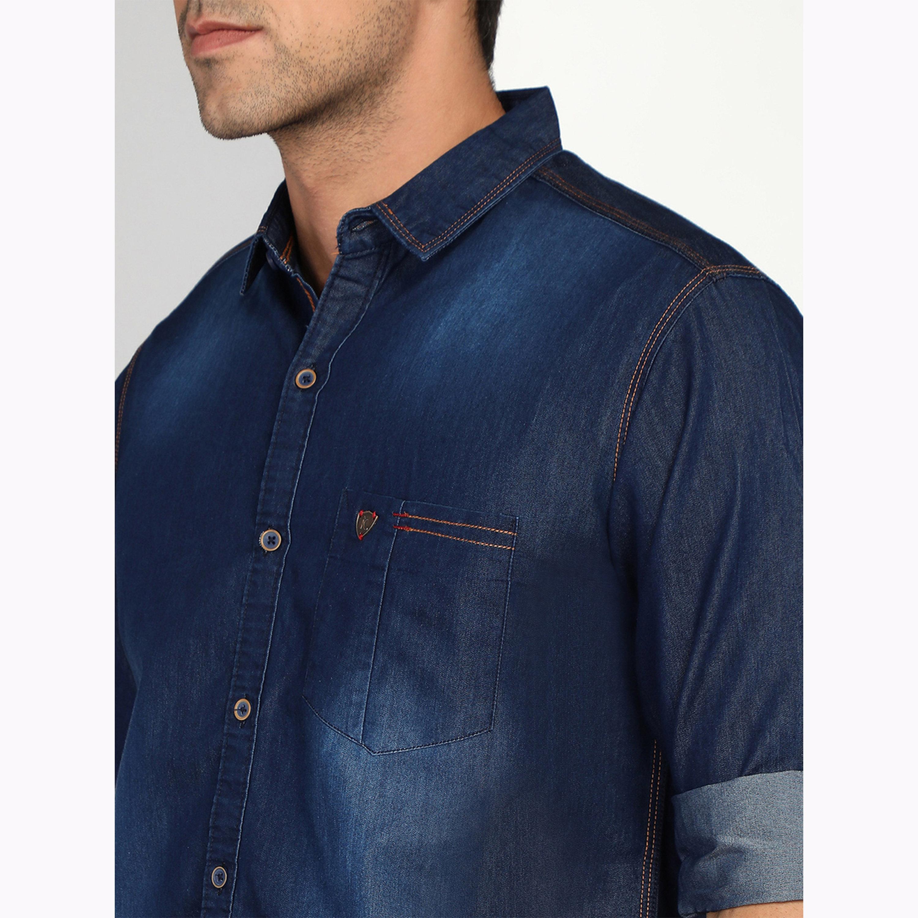 KUONS AVENUE X Styli Men Slim Fit Blue Denim Shirt-men-clothing-shirts-image-5