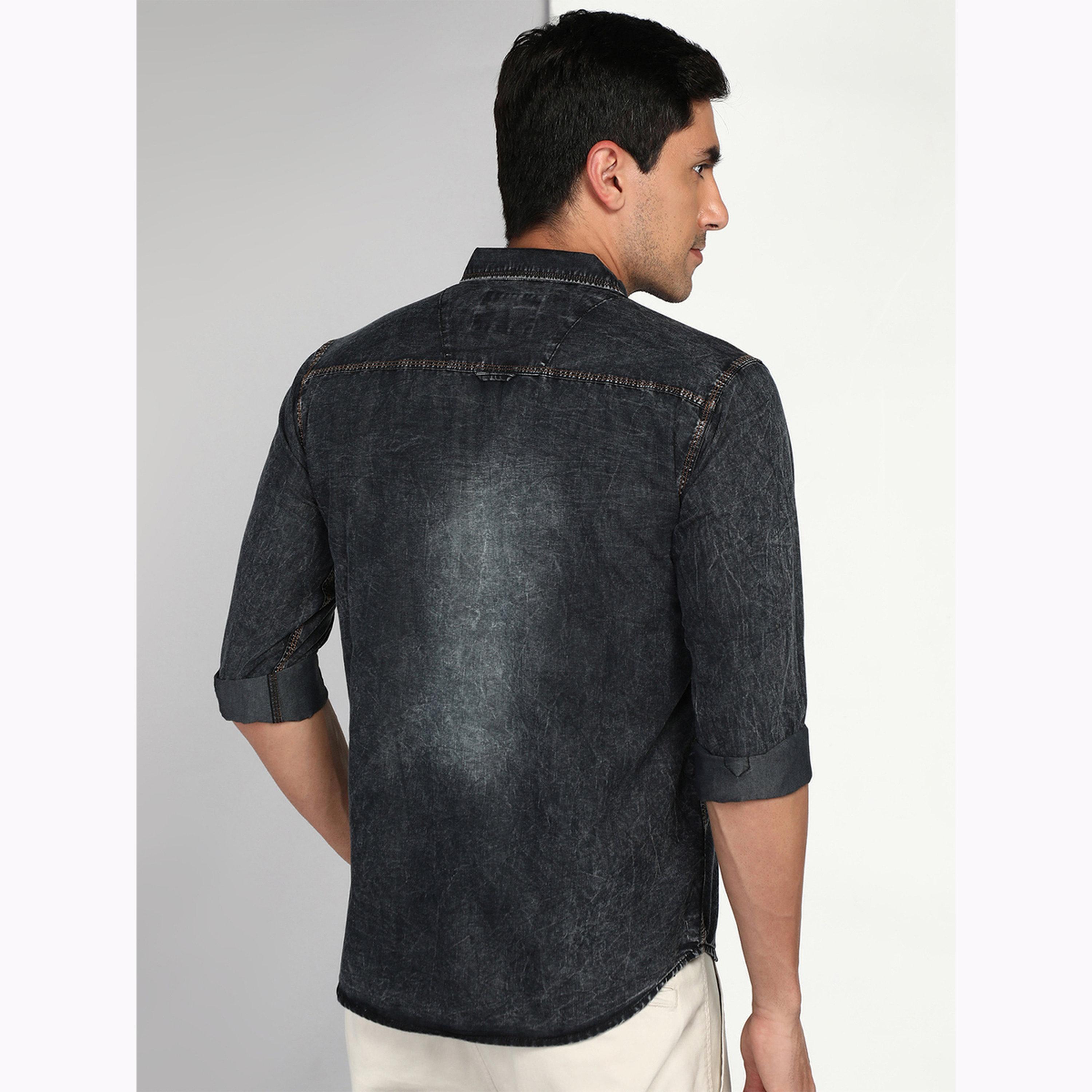 KUONS AVENUE X Styli Men Black Denim Shirt with Buttons-men-clothing-shirts-image-3