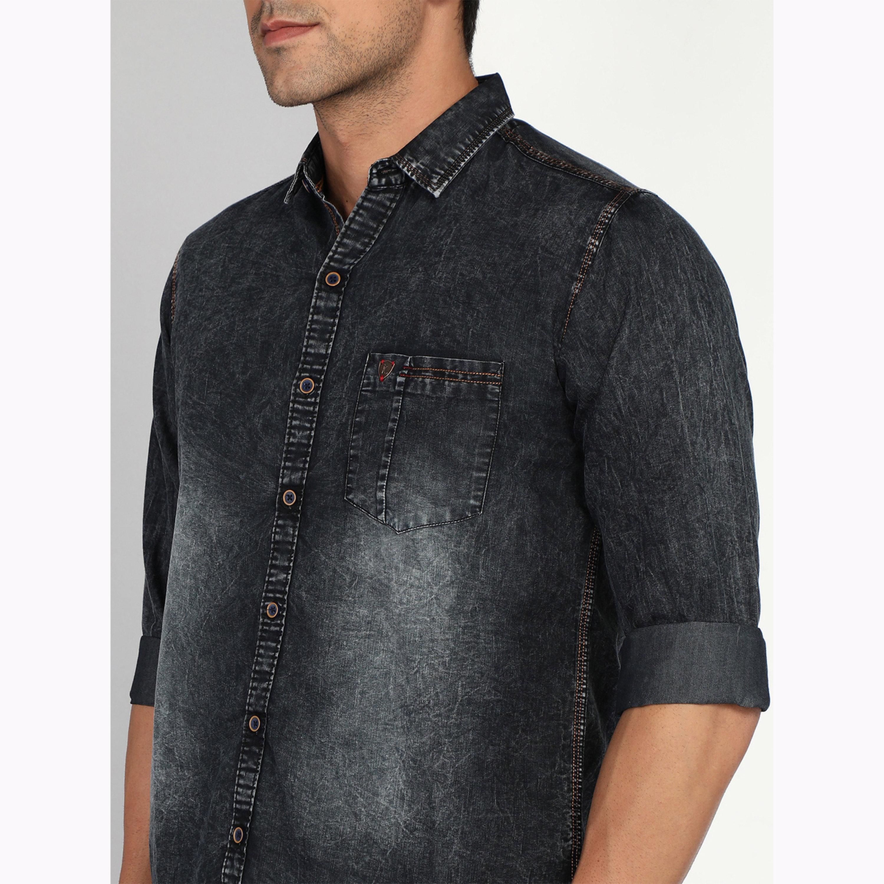KUONS AVENUE X Styli Men Black Denim Shirt with Buttons-men-clothing-shirts-image-5