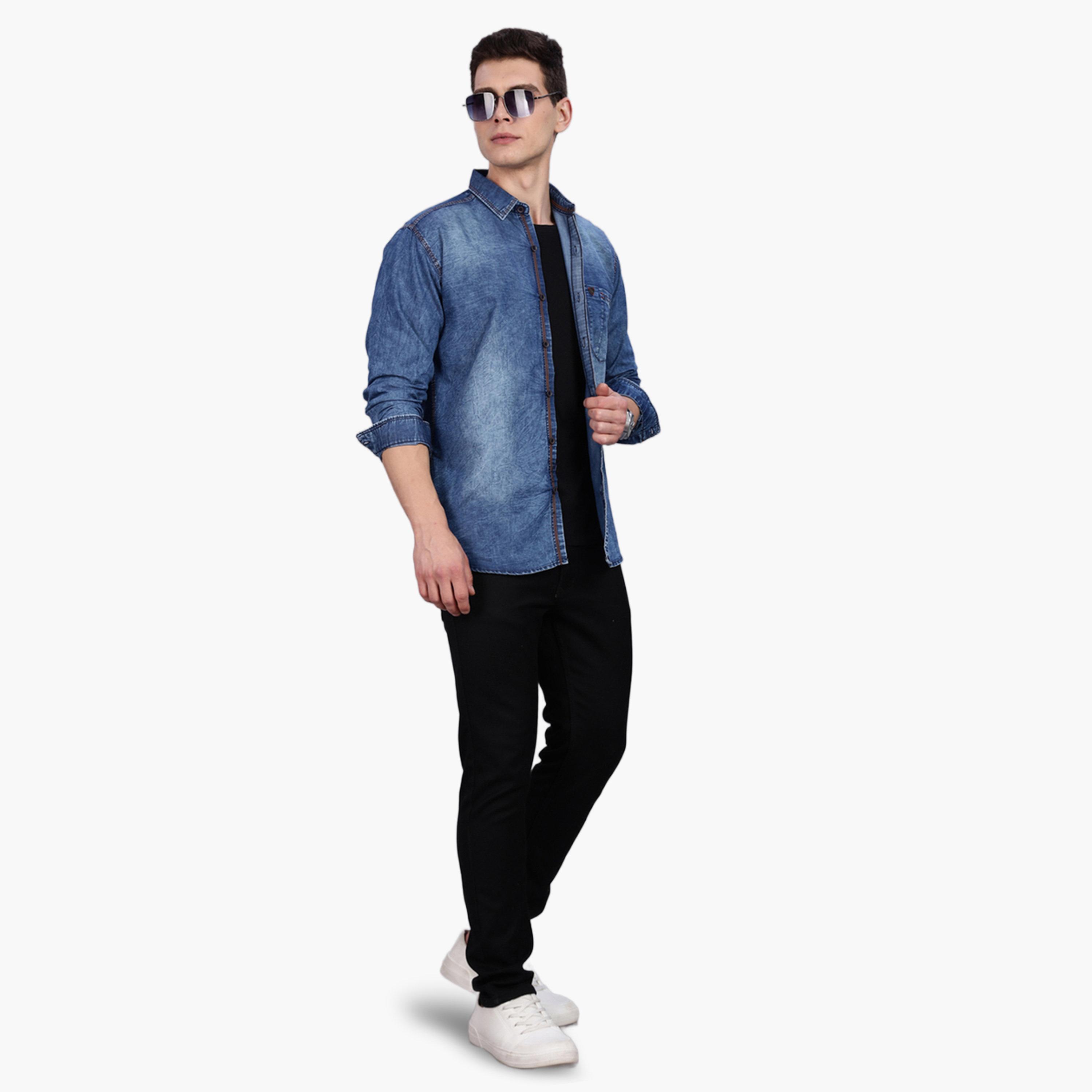قميص دنيم كاجوال أزرق للرجال-men-clothing-shirts-image-2