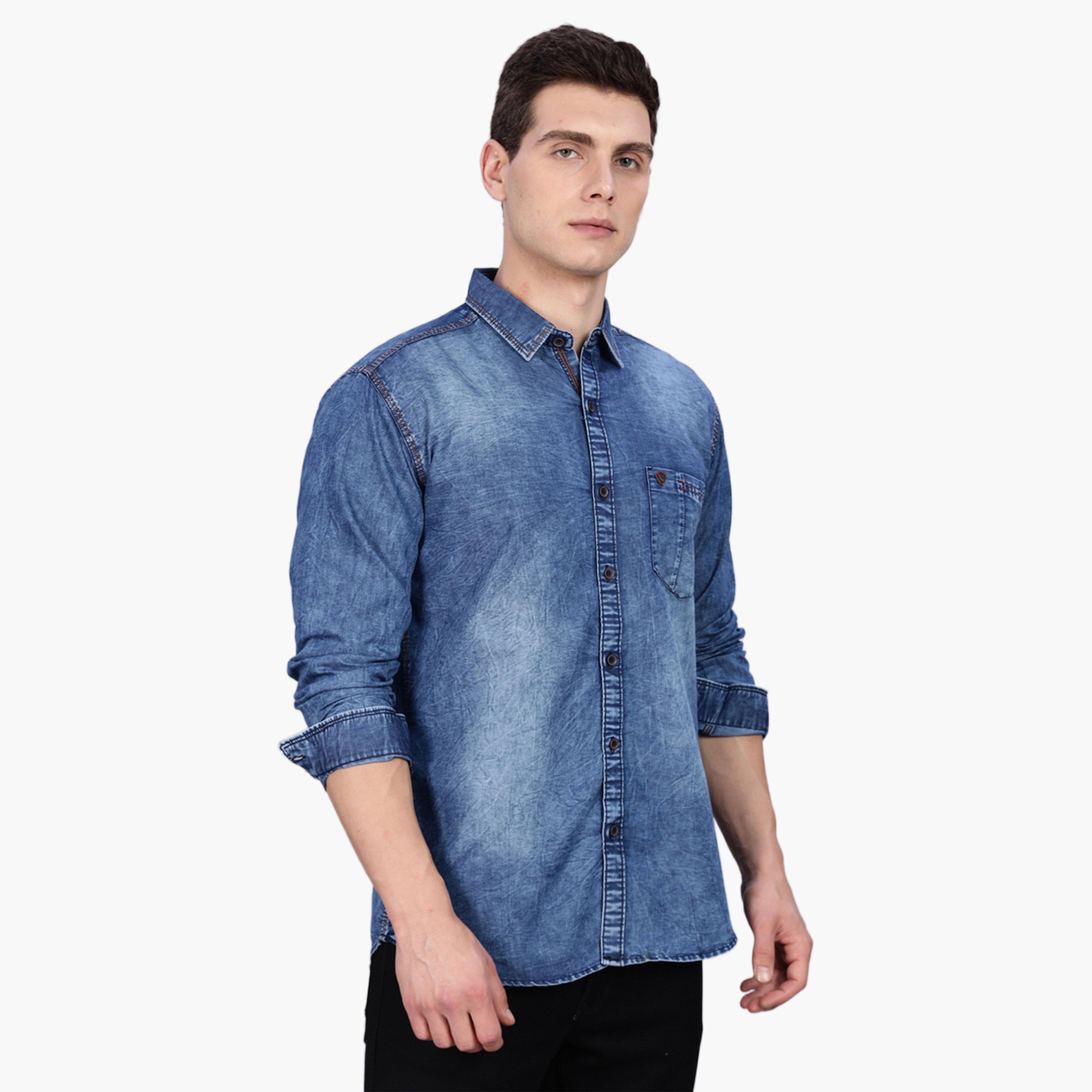 قميص دنيم كاجوال أزرق للرجال-men-clothing-shirts-image-4