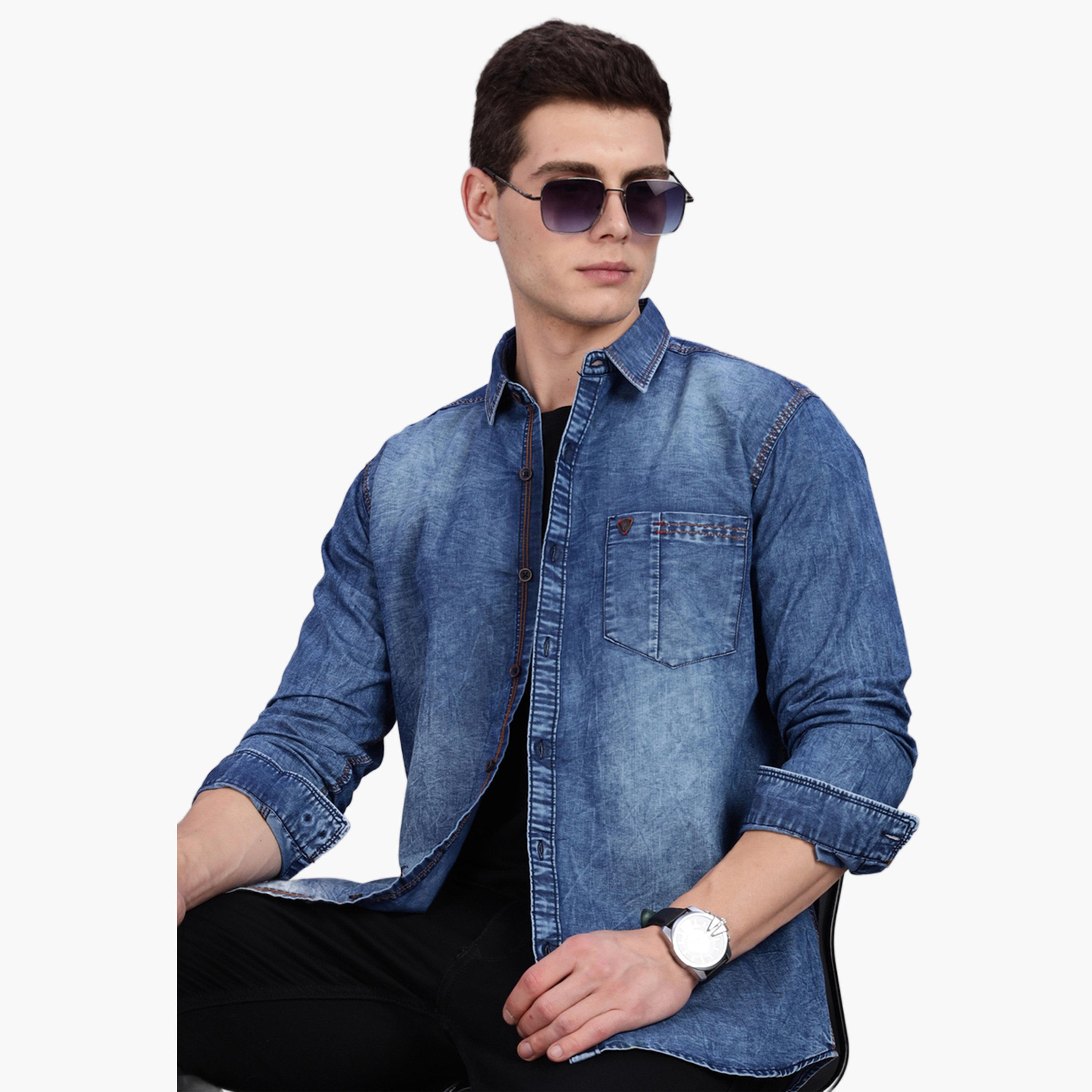 KUONS AVENUE X Styli Men Blue Denim Casual Shirt-men-clothing-shirts-image-5