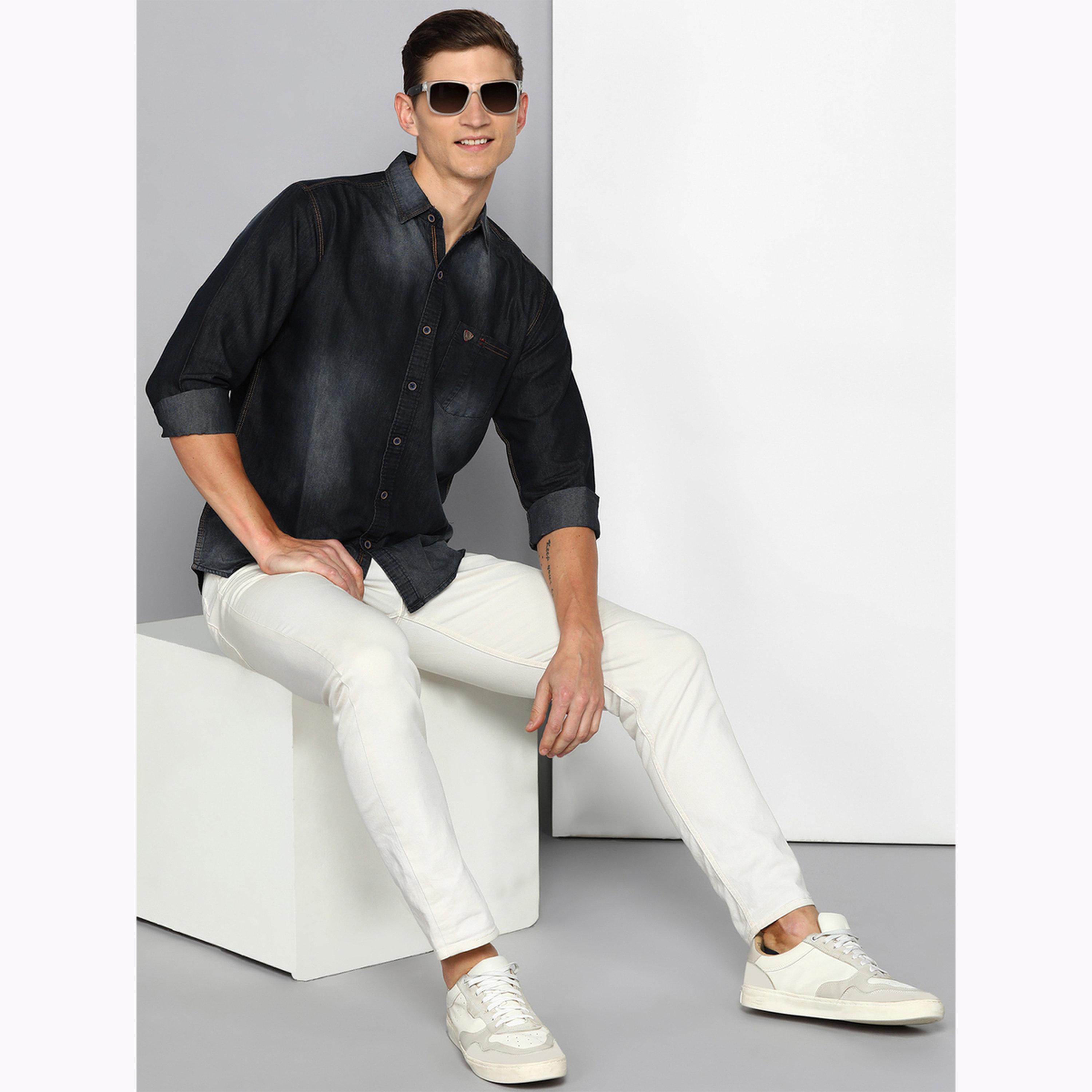 KUONS AVENUE X Styli Men Black Faded Denim Shirt-men-clothing-shirts-image-2