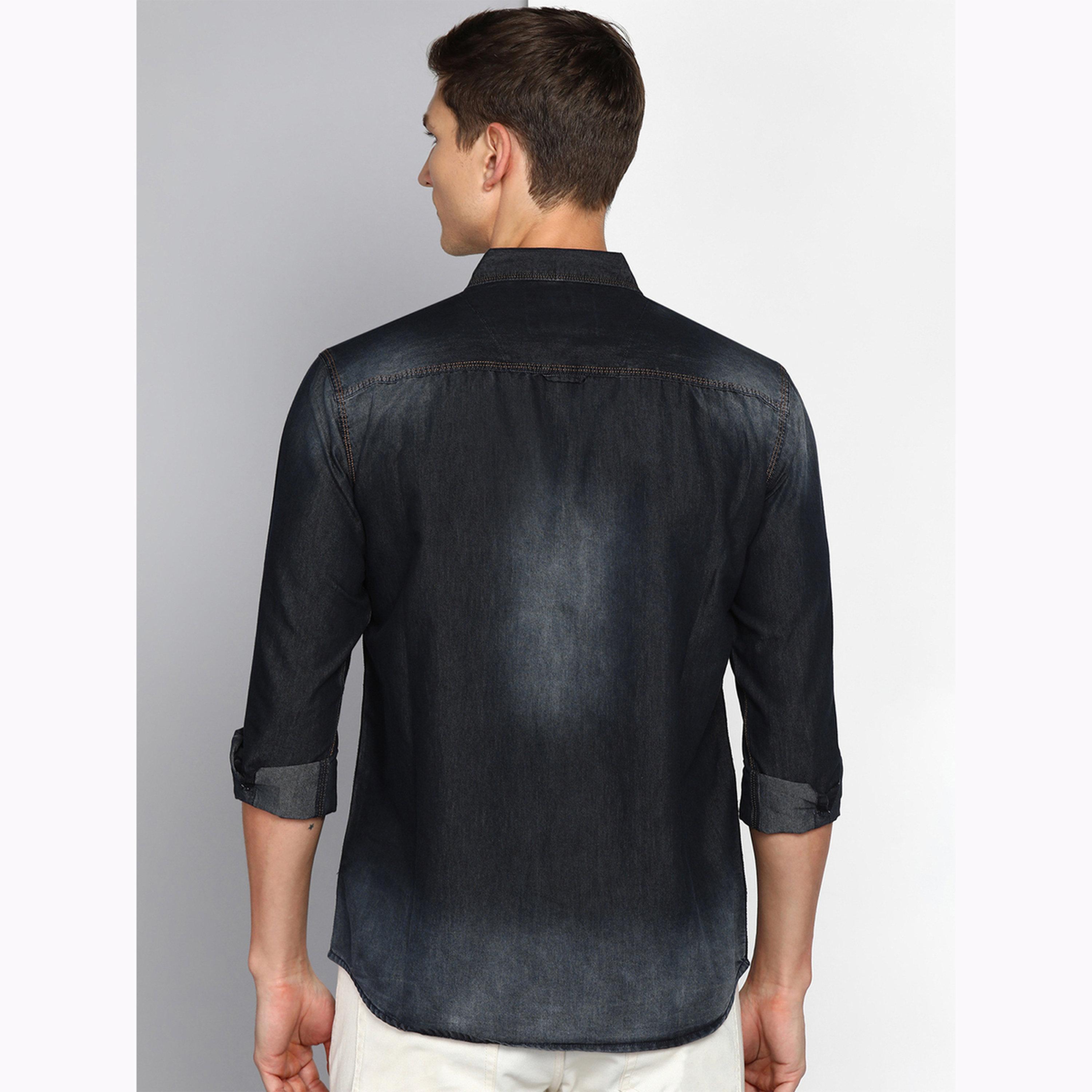 KUONS AVENUE X Styli Men Black Faded Denim Shirt-men-clothing-shirts-image-3