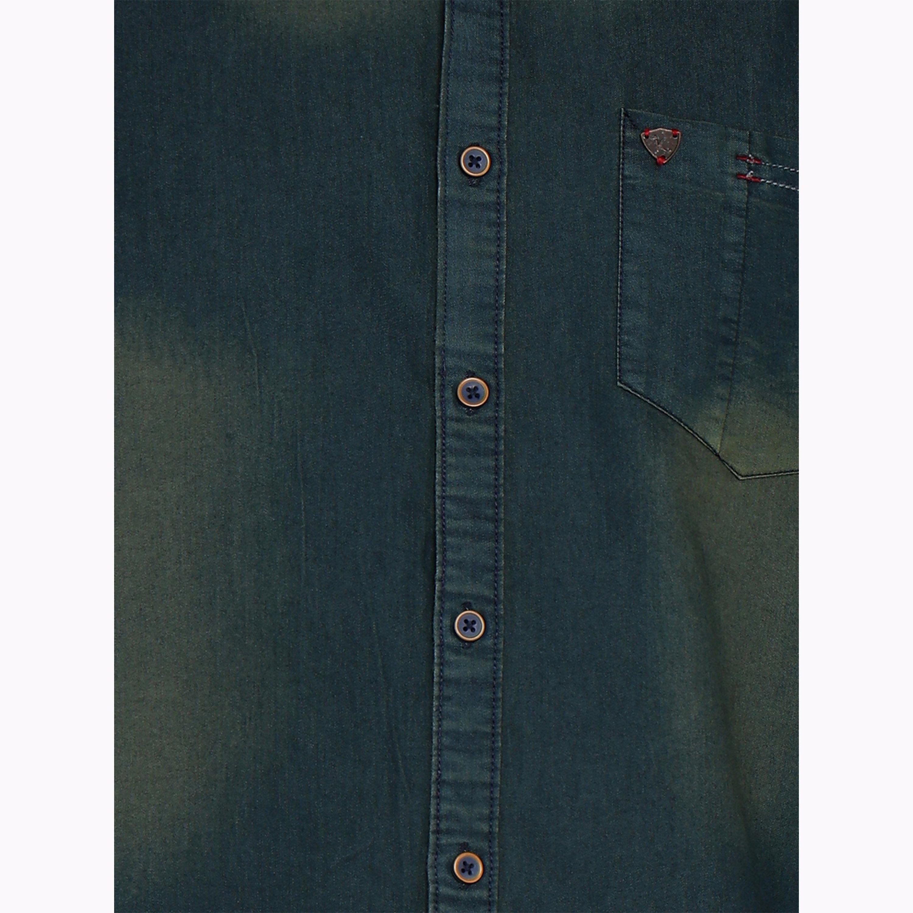 KUONS AVENUE X Styli Men Dark Green Casual Denim Shirt-men-clothing-shirts-image-6