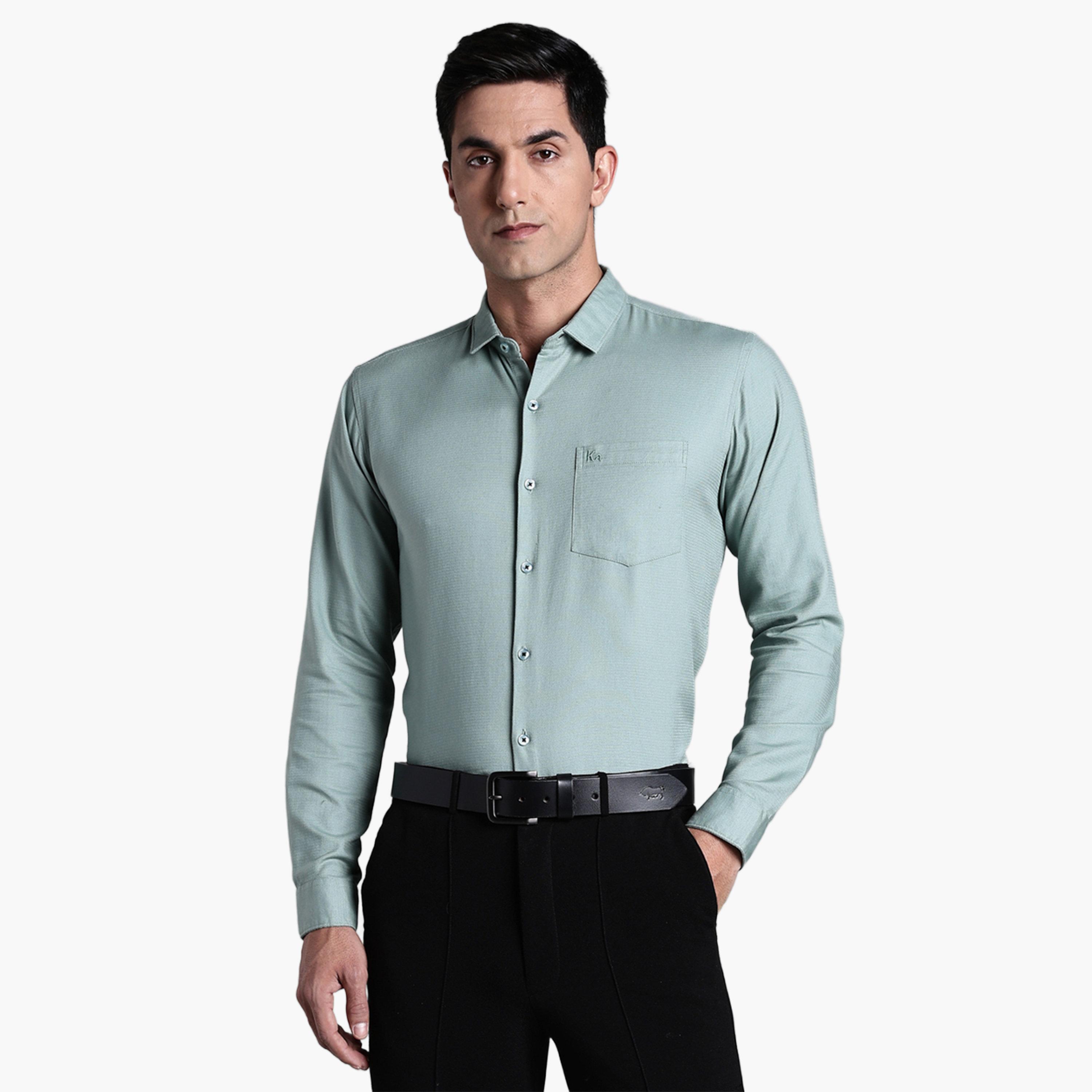 KUONS AVENUE X Styli Men Green Slim Fit Formal Shirt-men-clothing-shirts-image-1