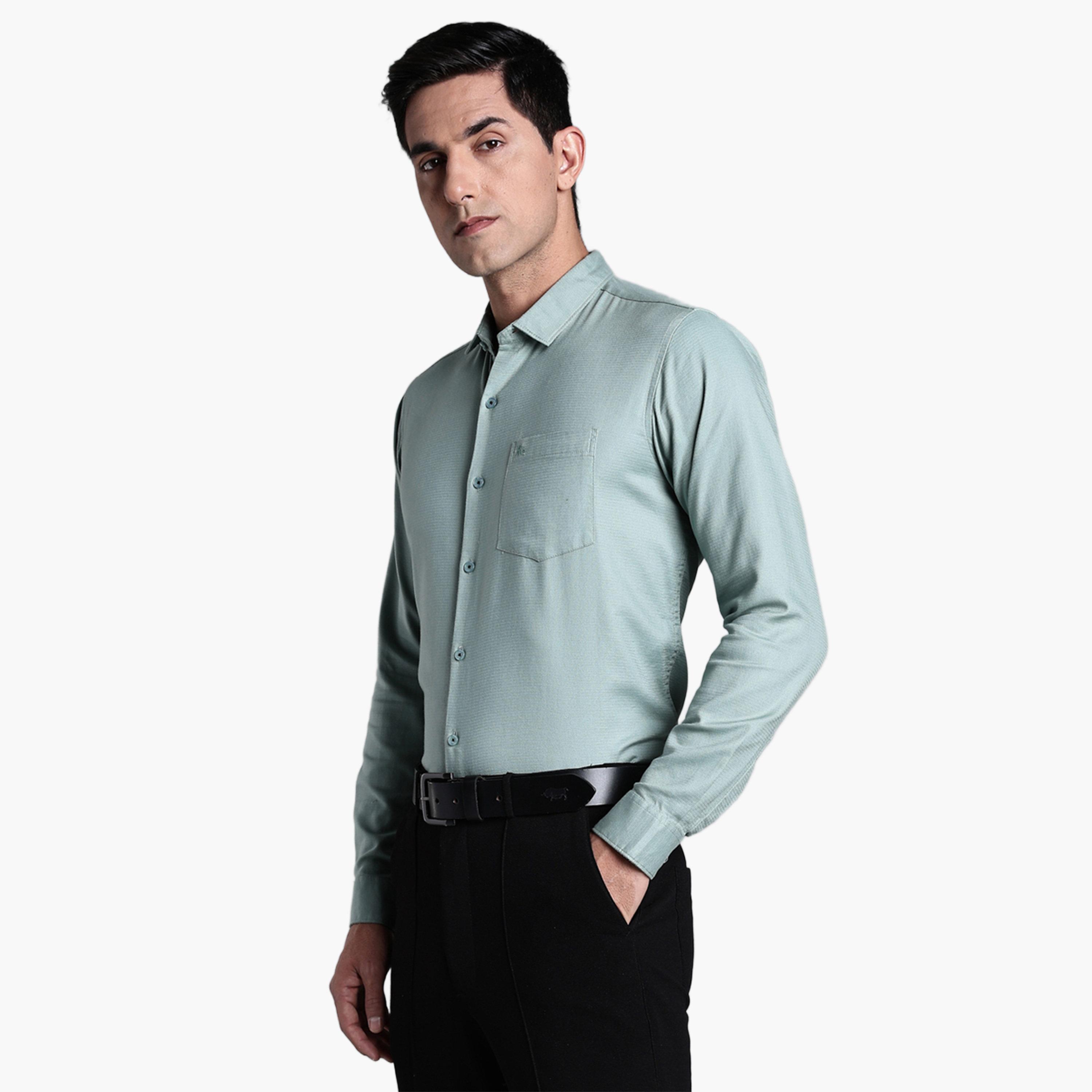 KUONS AVENUE X Styli Men Green Slim Fit Formal Shirt-men-clothing-shirts-image-5