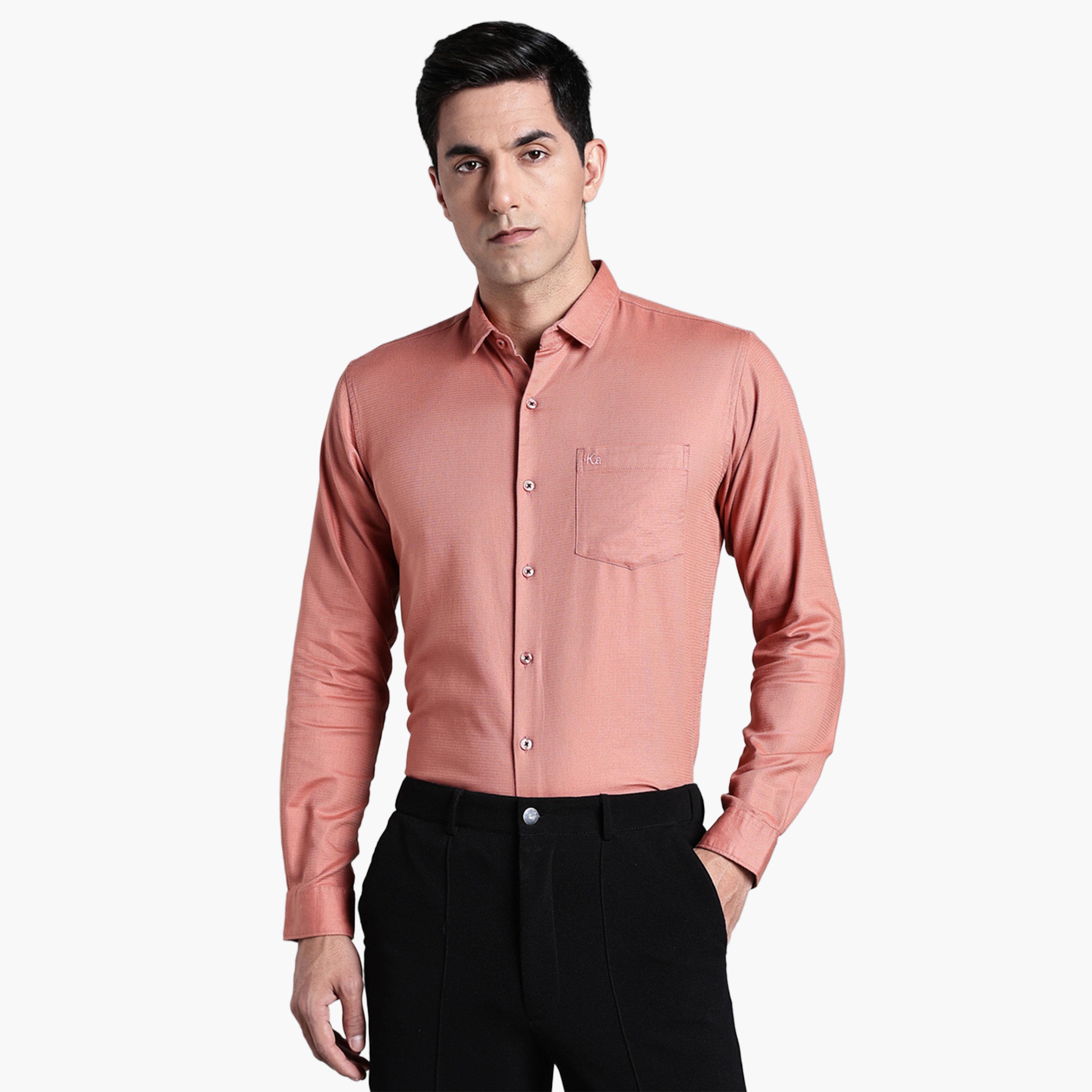 KUONS AVENUE X Styli Men Peach Slim Fit Formal Shirt-men-clothing-shirts-image-1
