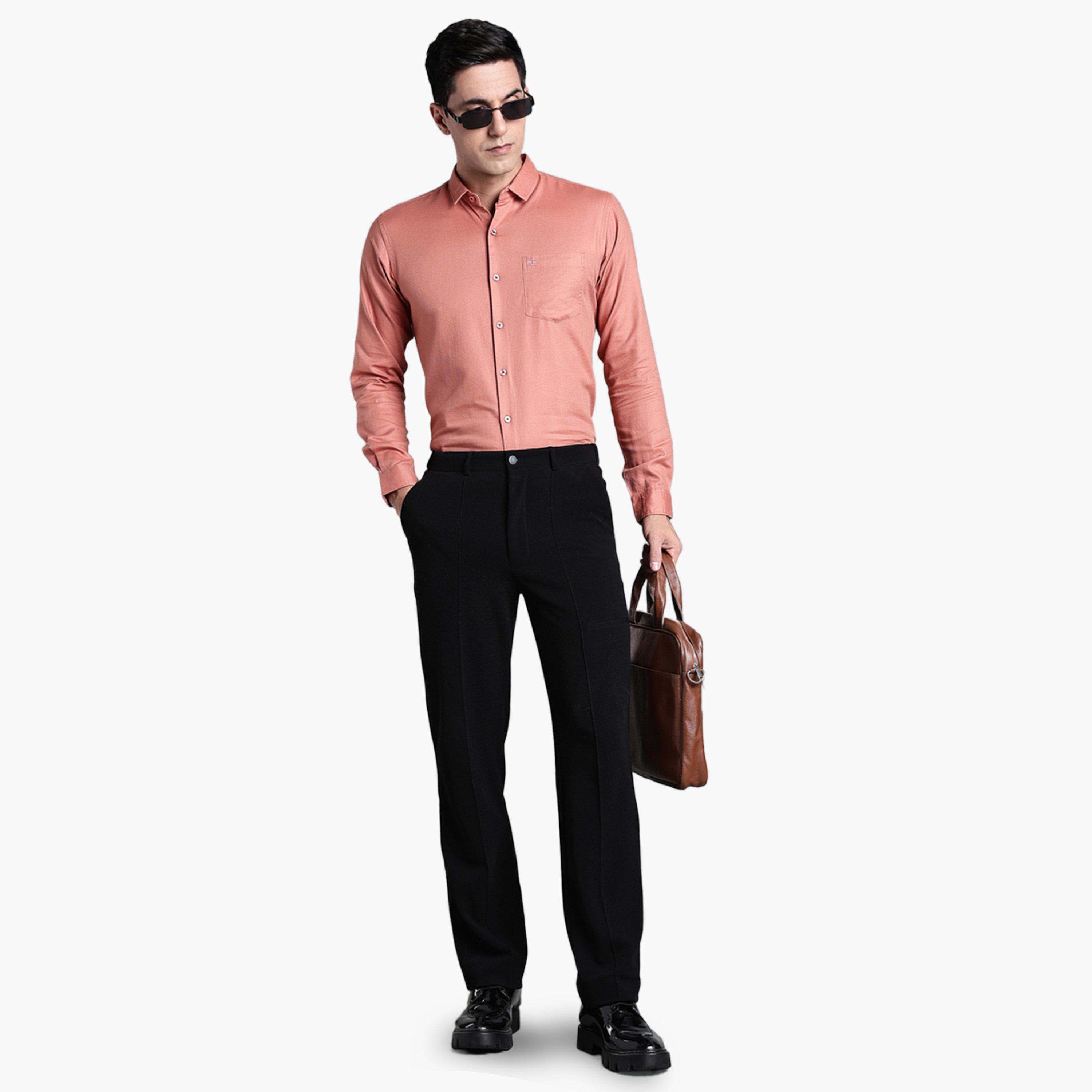 KUONS AVENUE X Styli Men Peach Slim Fit Formal Shirt-men-clothing-shirts-image-2