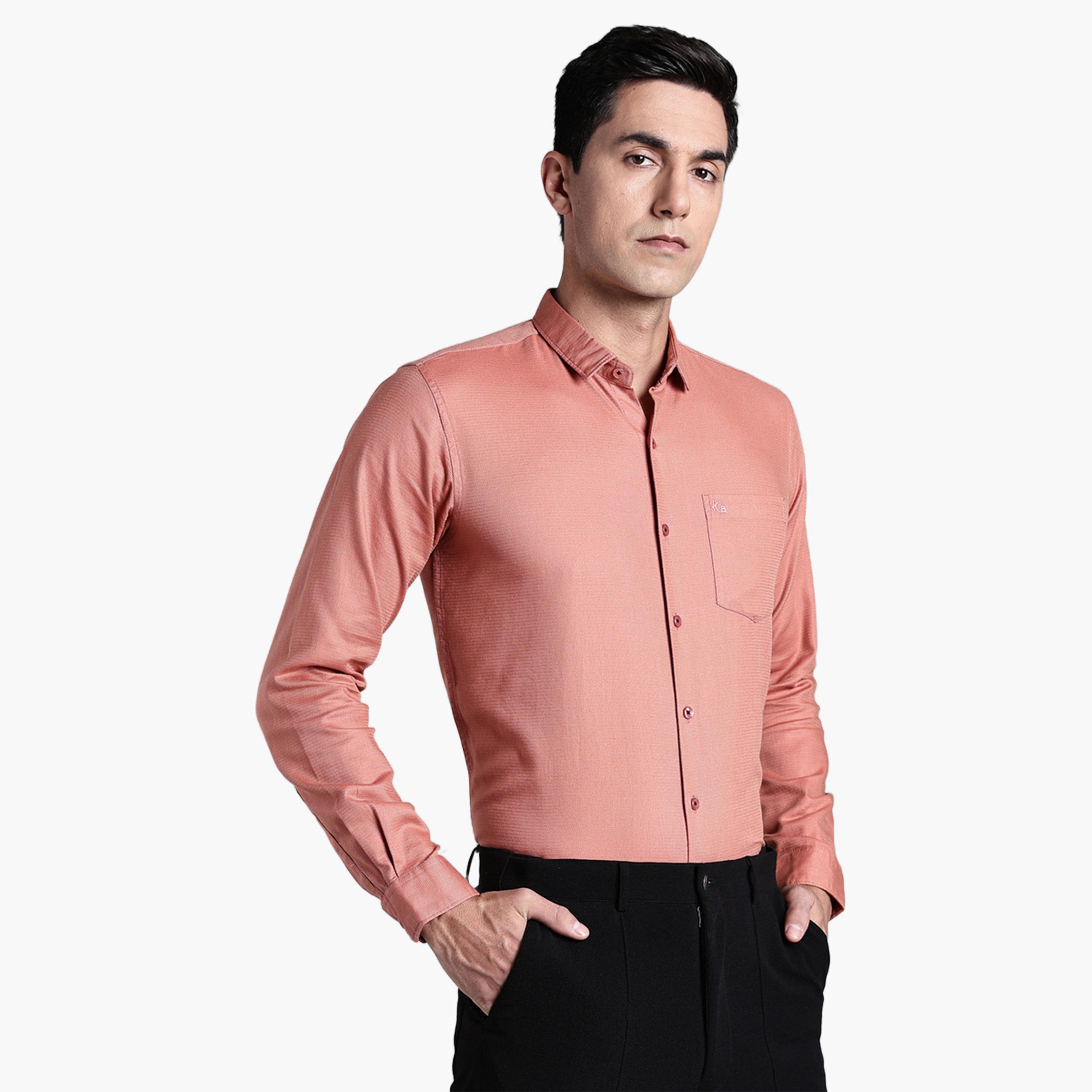 KUONS AVENUE X Styli Men Peach Slim Fit Formal Shirt-men-clothing-shirts-image-4