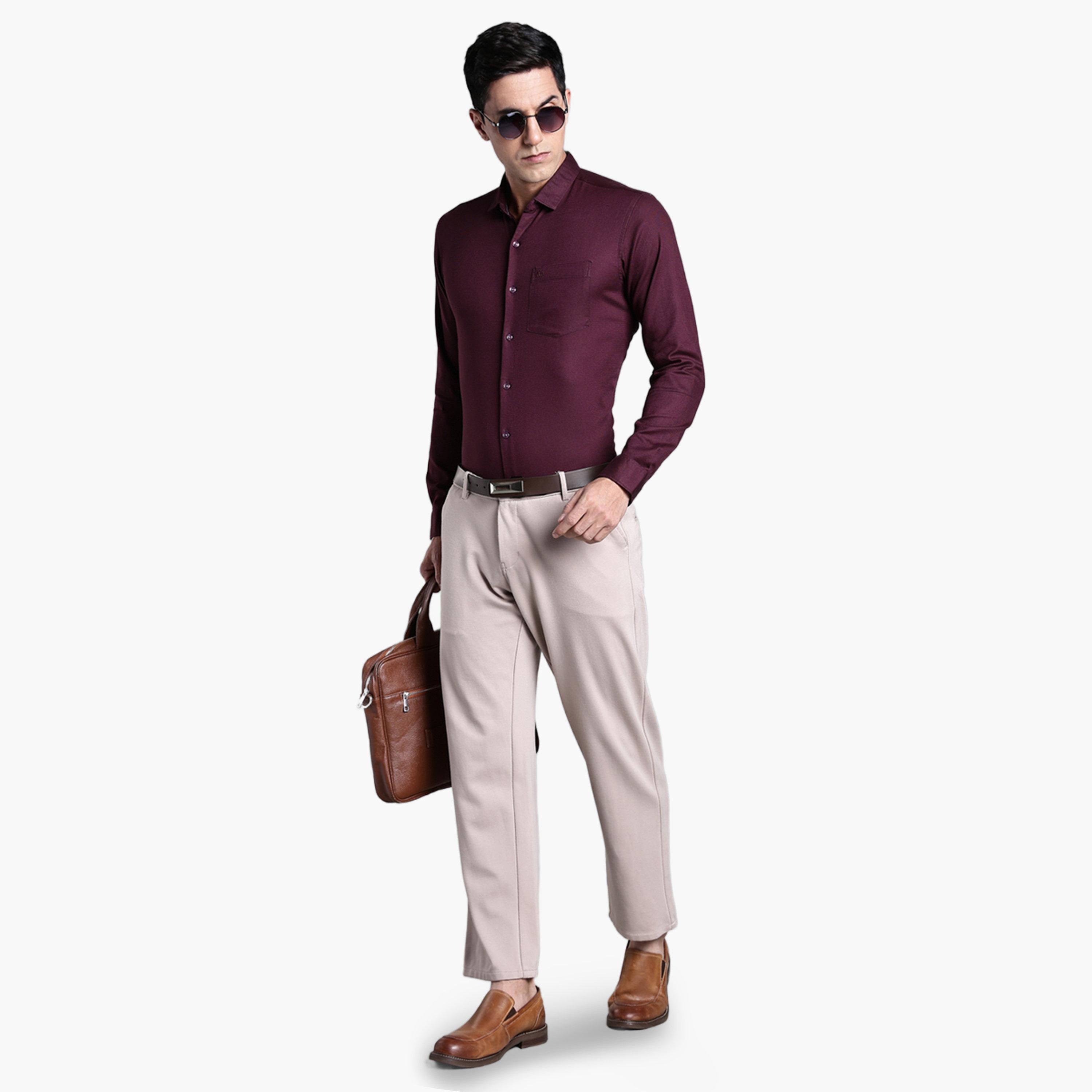 KUONS AVENUE X Styli Men Solid Purple Formal Shirt-men-clothing-shirts-image-2