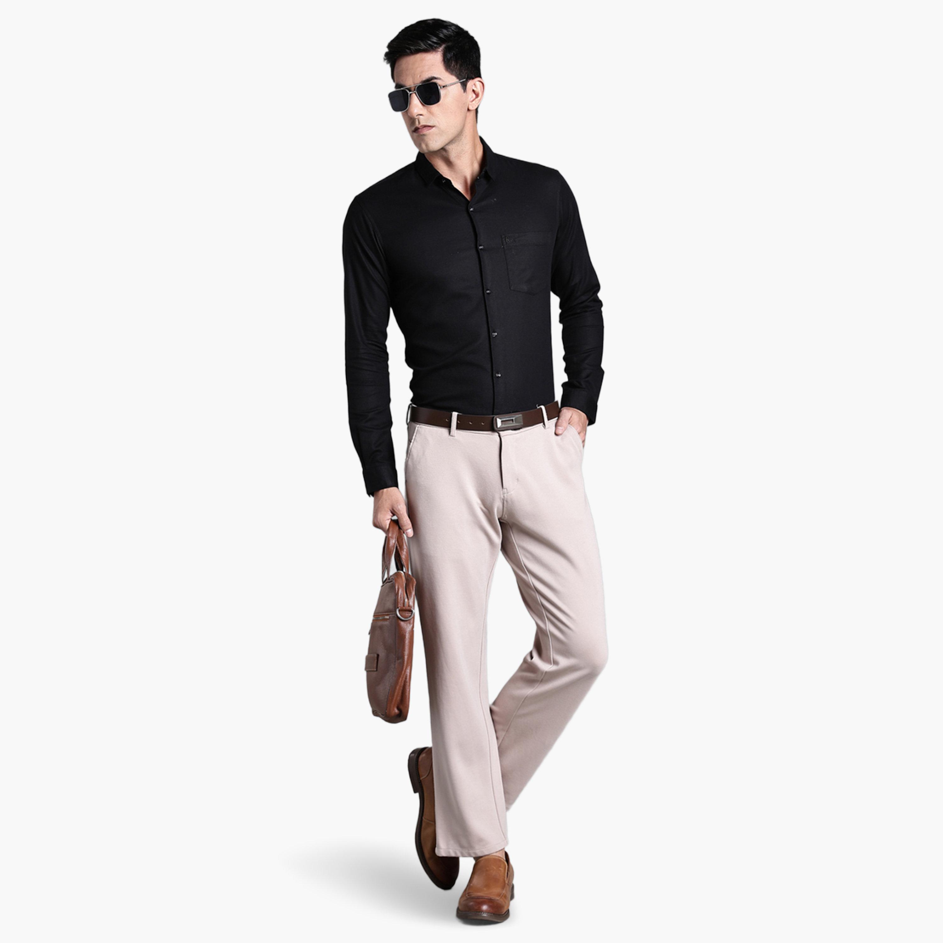 KUONS AVENUE X Styli Men Black Plain Cotton Formal Shirt-men-clothing-shirts-image-6