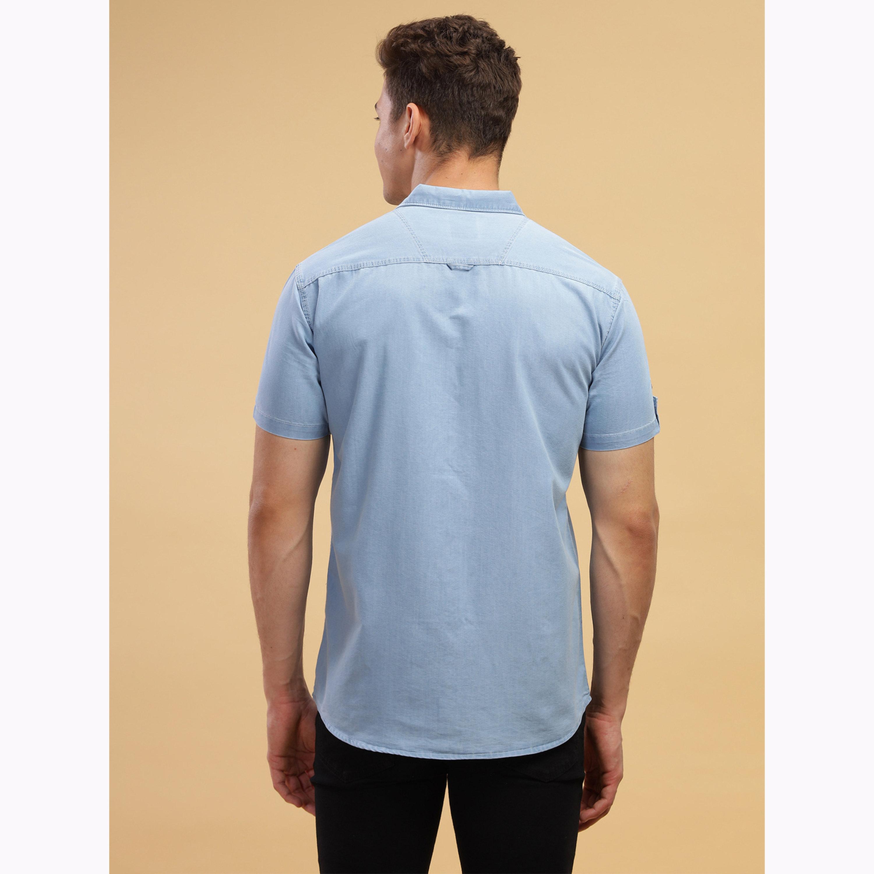 قميص دنيم رجالي سماوي بأكمام قصيرة-men-clothing-shirts-image-3