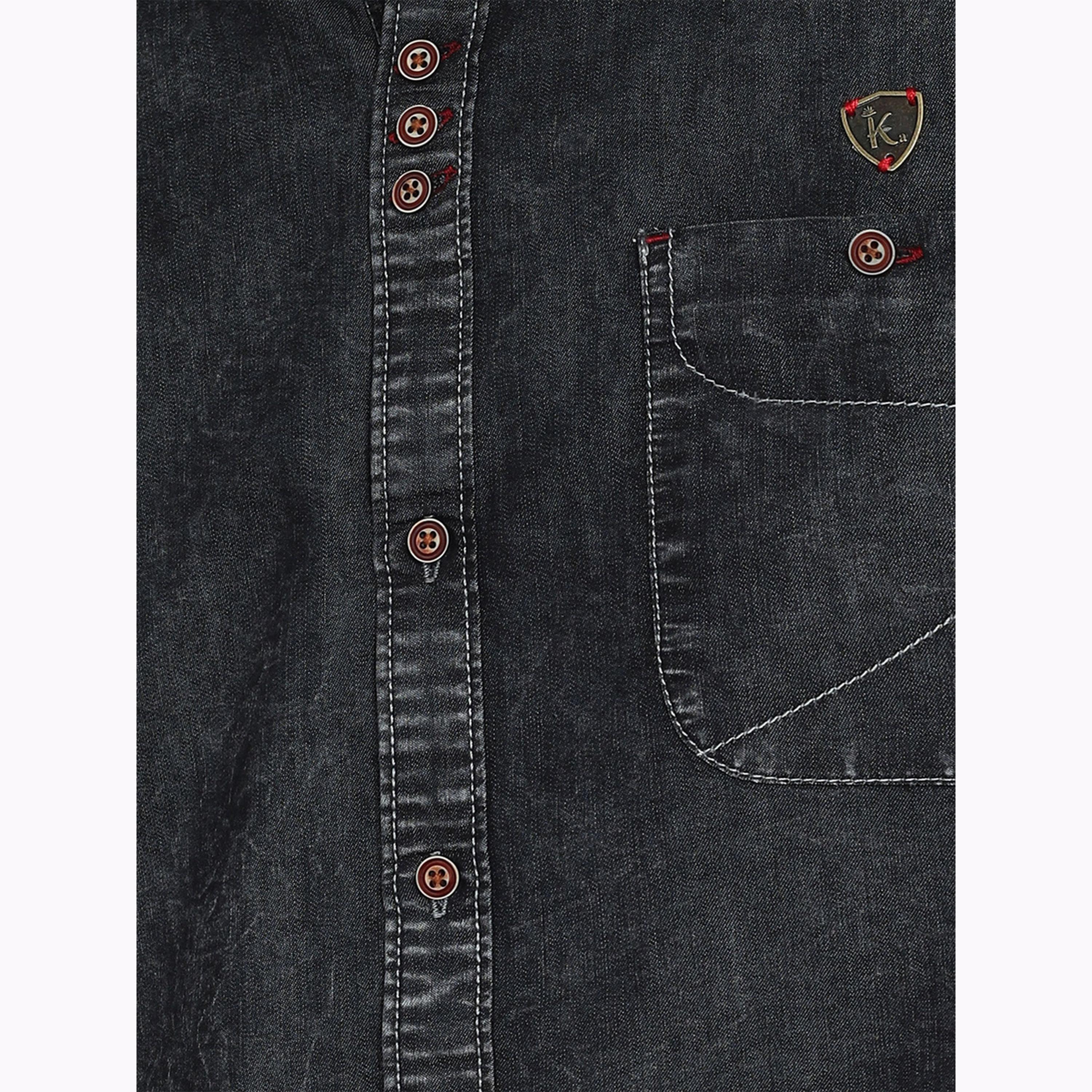 KUONS AVENUE X Styli Men Black Denim Short Sleeve Shirt-men-clothing-shirts-image-6