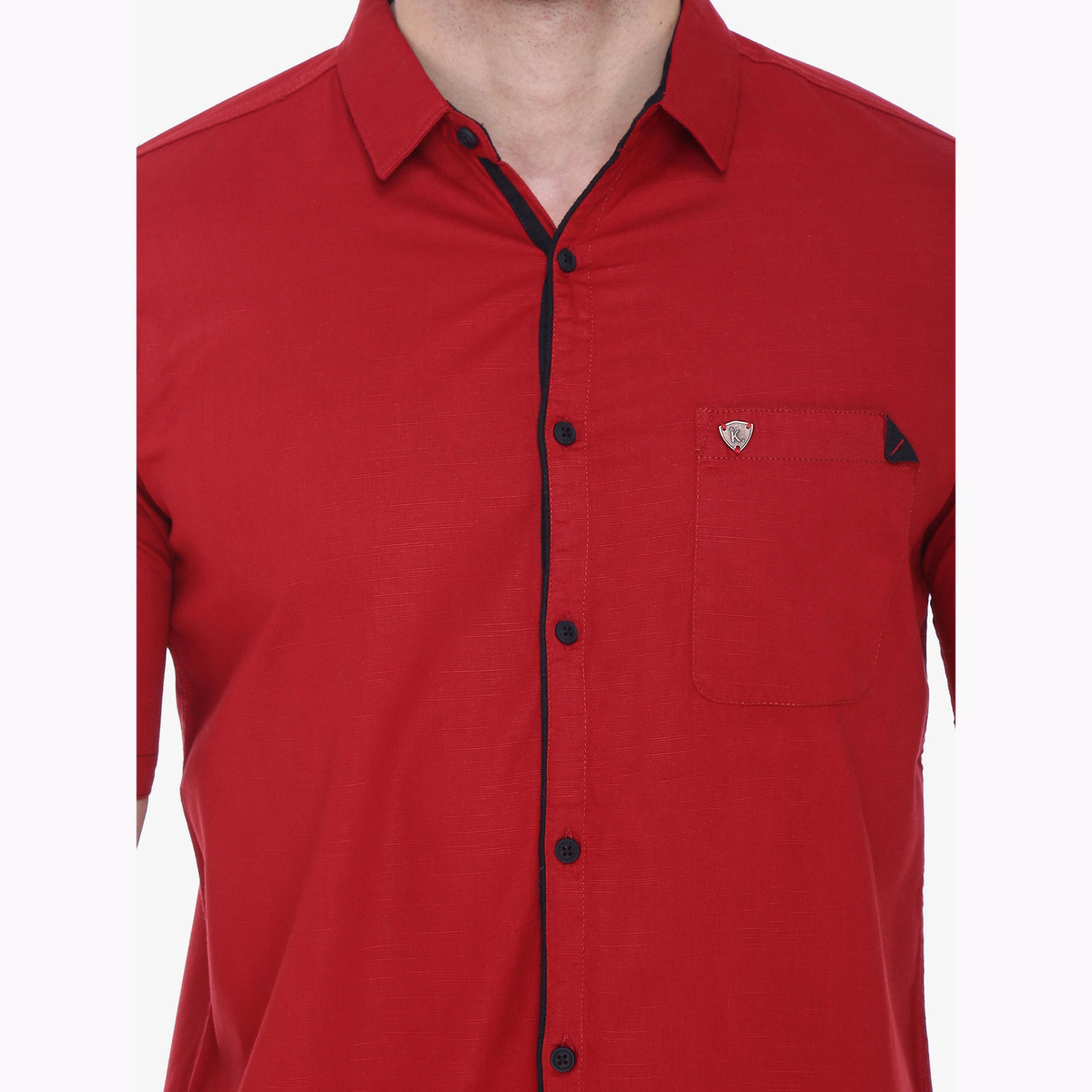 قميص رجالي مزيج كتان عنابي بأكمام قصيرة-men-clothing-shirts-image-6