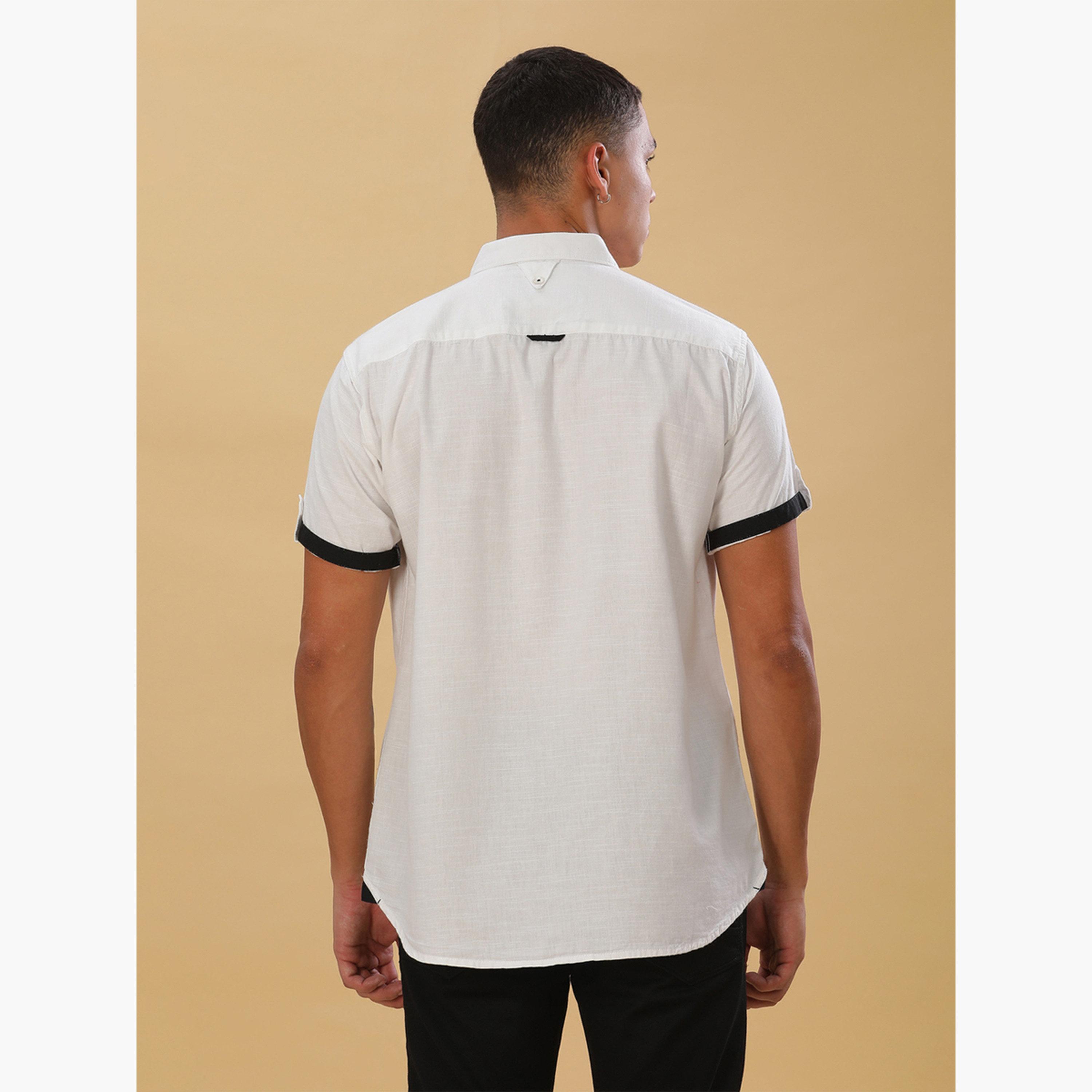 KUONS AVENUE X Styli Men White Linen Blend Short Sleeve Shirt-men-clothing-shirts-image-3