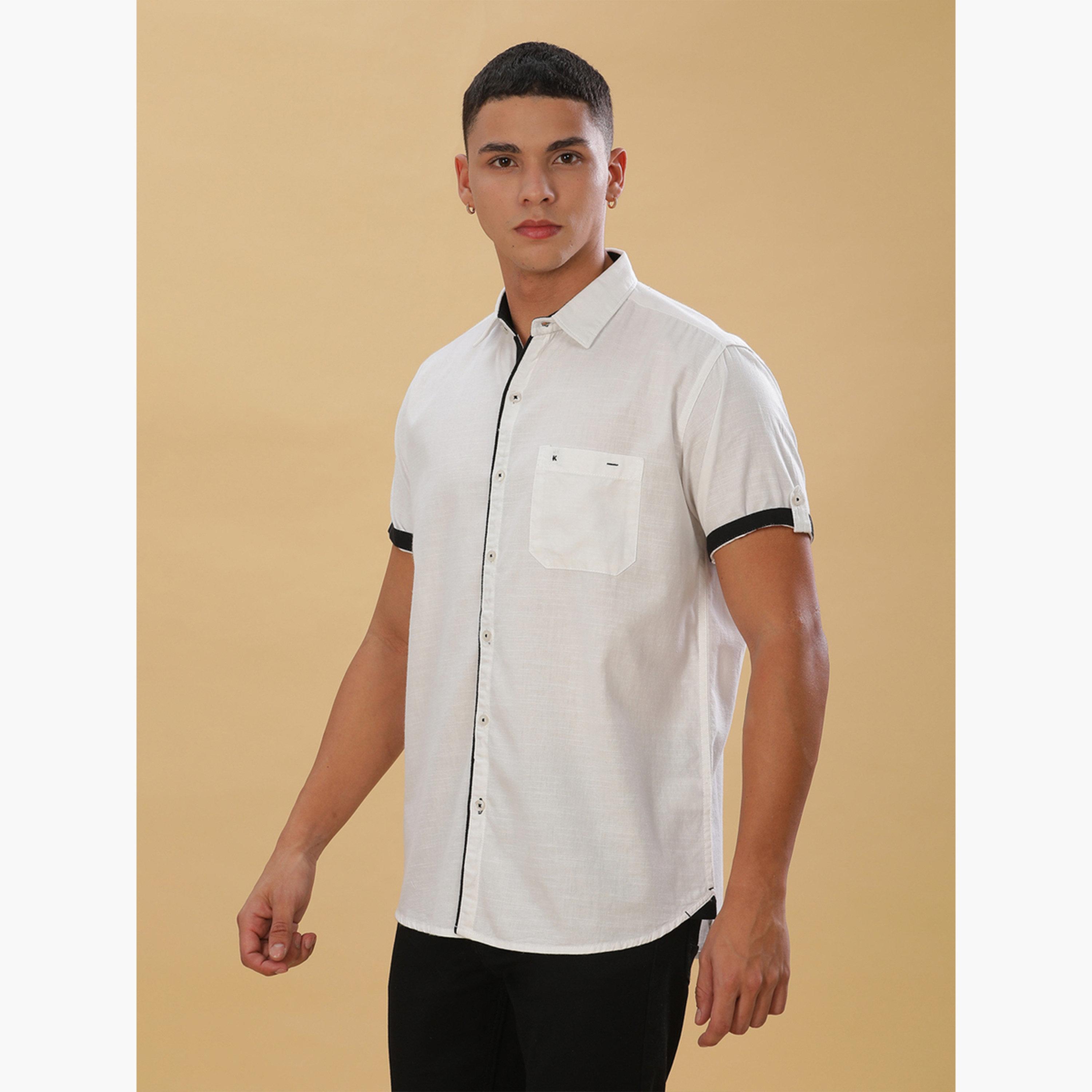 KUONS AVENUE X Styli Men White Linen Blend Short Sleeve Shirt-men-clothing-shirts-image-5
