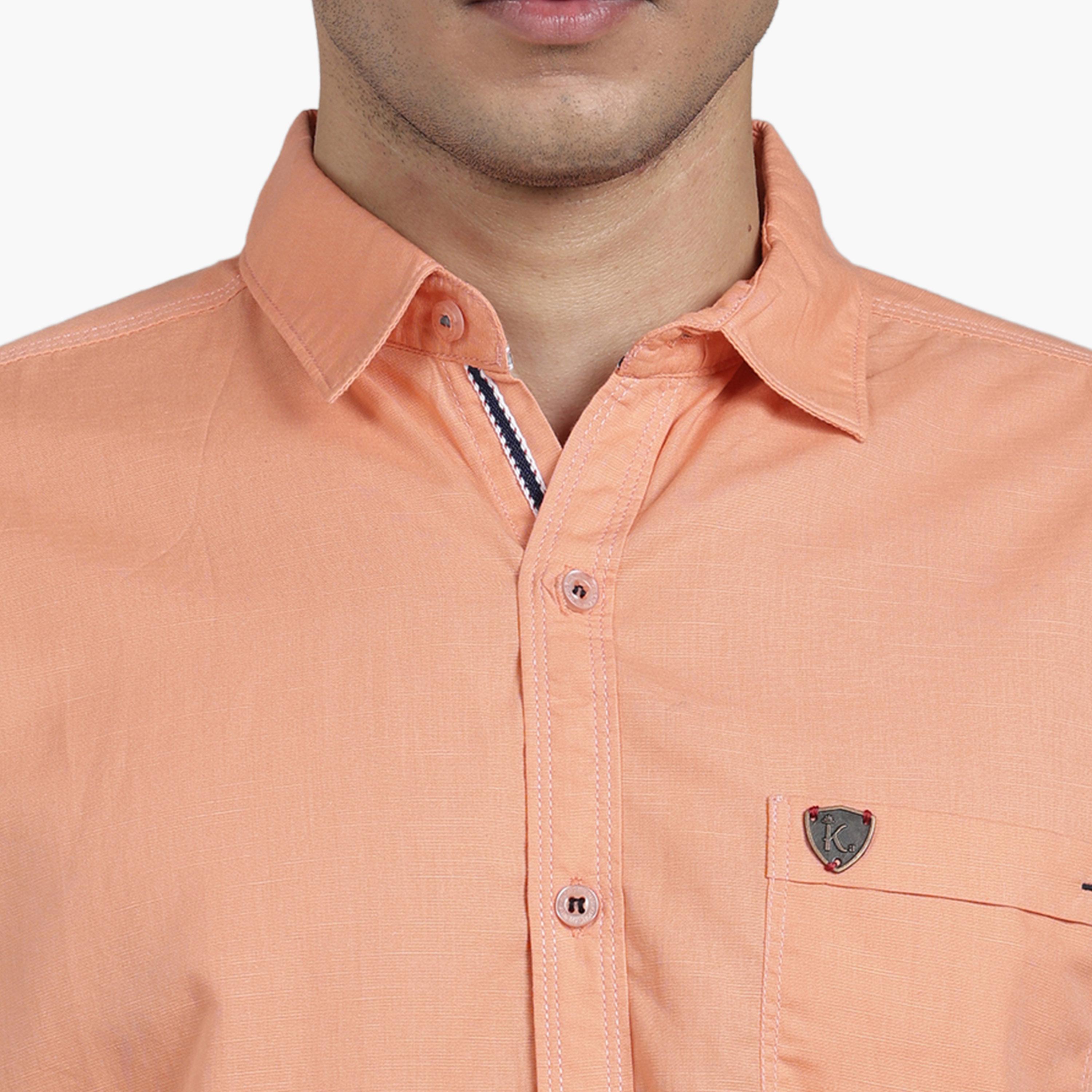 قميص رجالي مزيج كتان خوخي بأكمام قصيرة-men-clothing-shirts-image-6