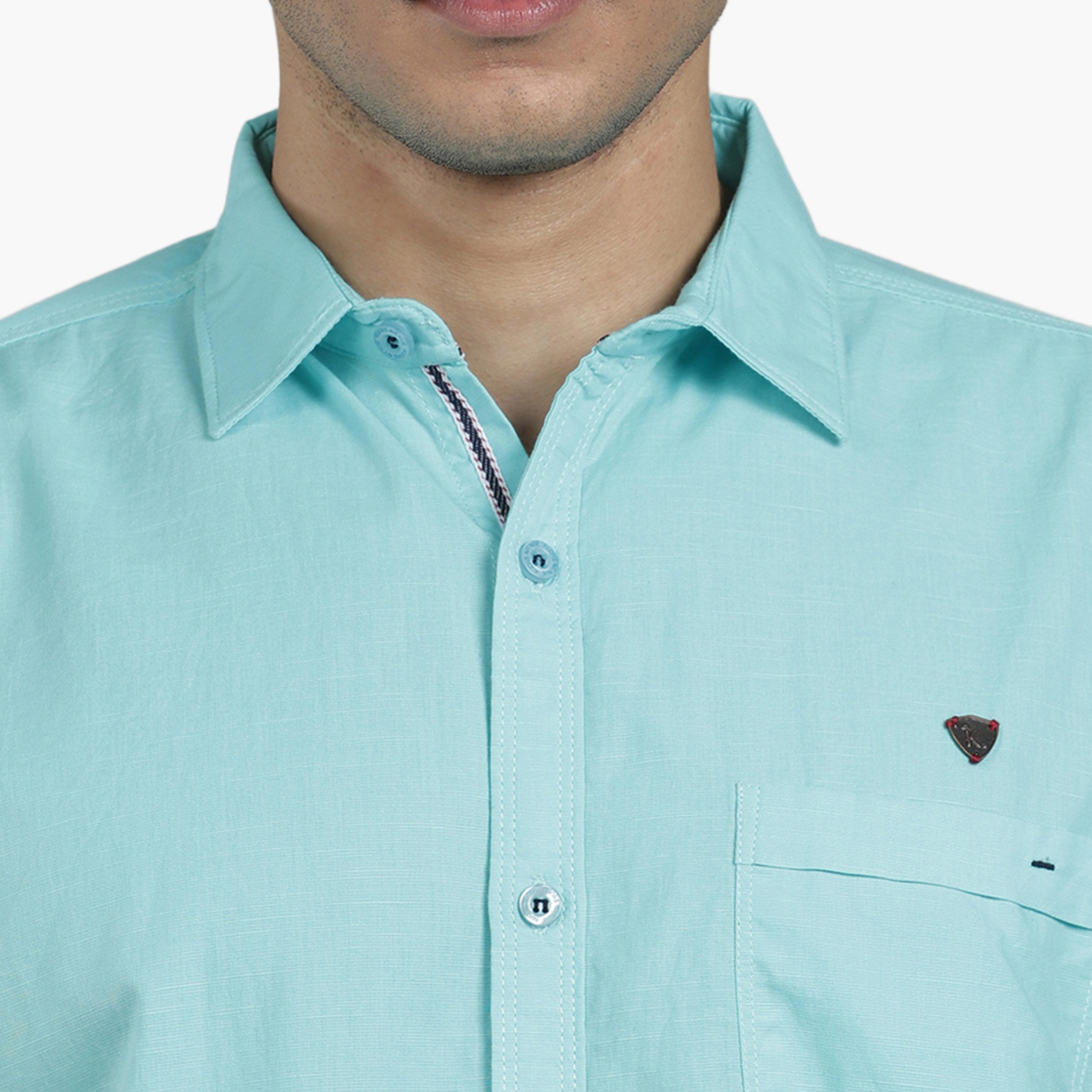 KUONS AVENUE X Styli Men Blue Linen Blend Short Sleeve Shirt-men-clothing-shirts-image-6