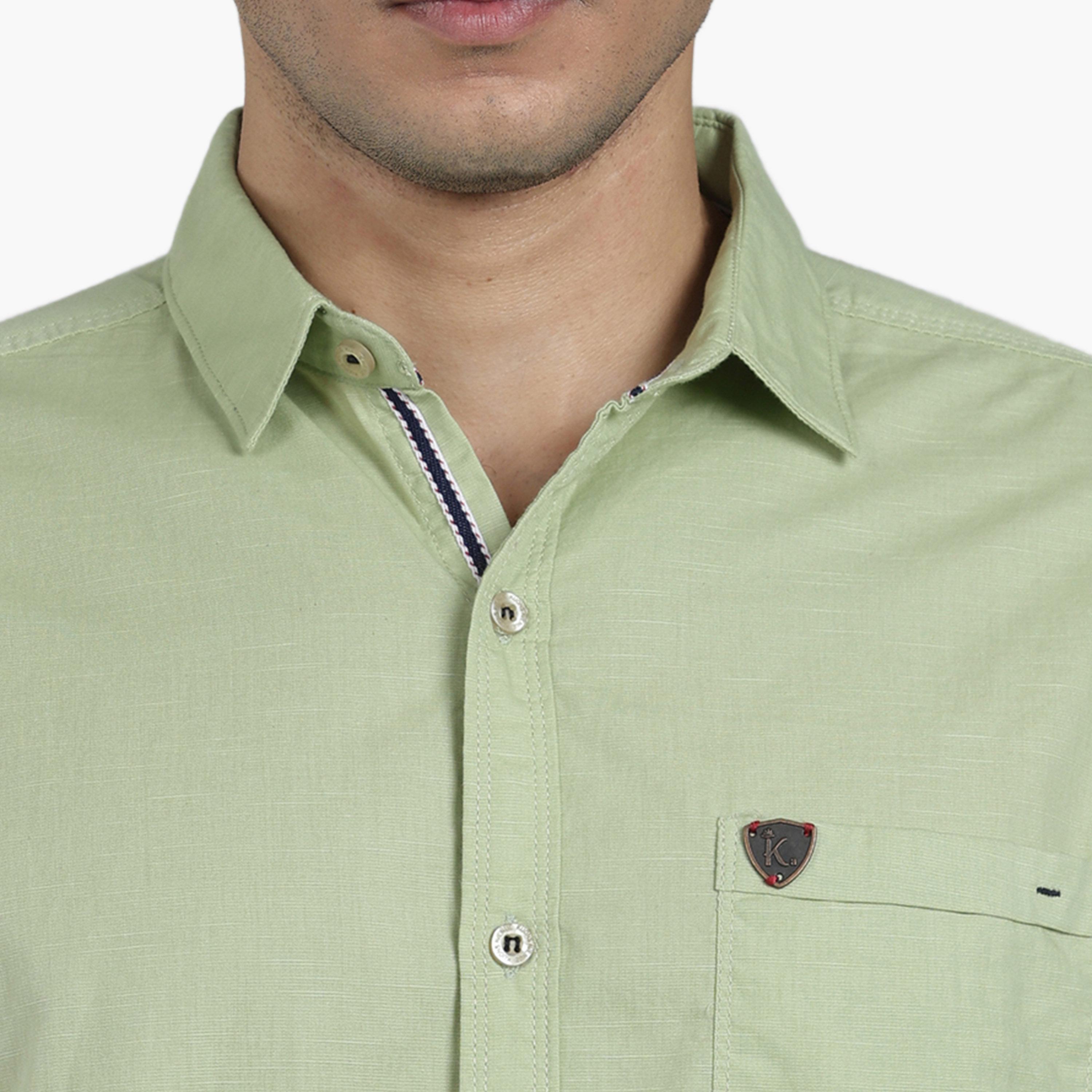 KUONS AVENUE X Styli Men Green Linen Blend Short Sleeve Shirt-men-clothing-shirts-image-6