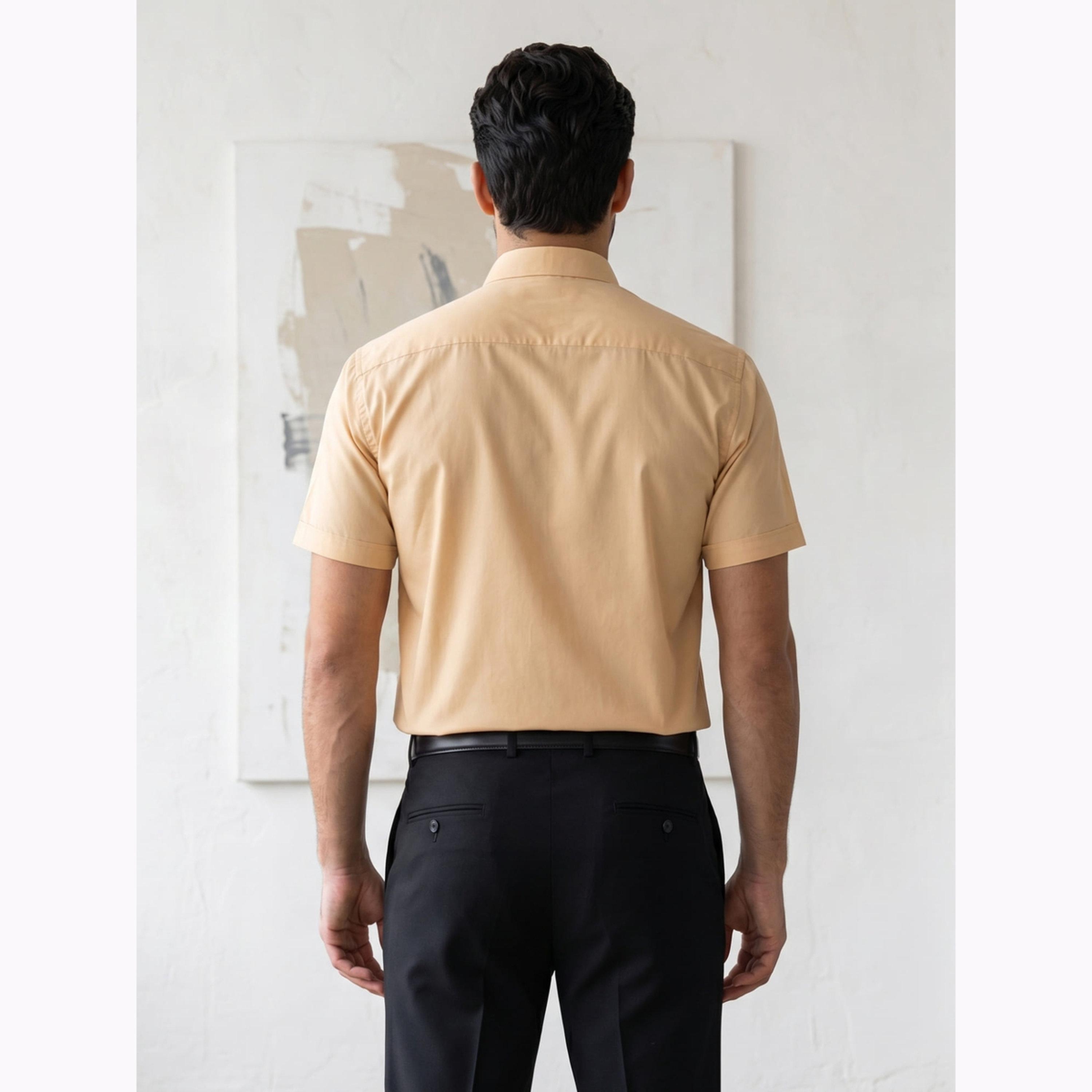 KUONS AVENUE X Styli Men Yellow Short Sleeve Oxford Shirt-men-clothing-shirts-image-5