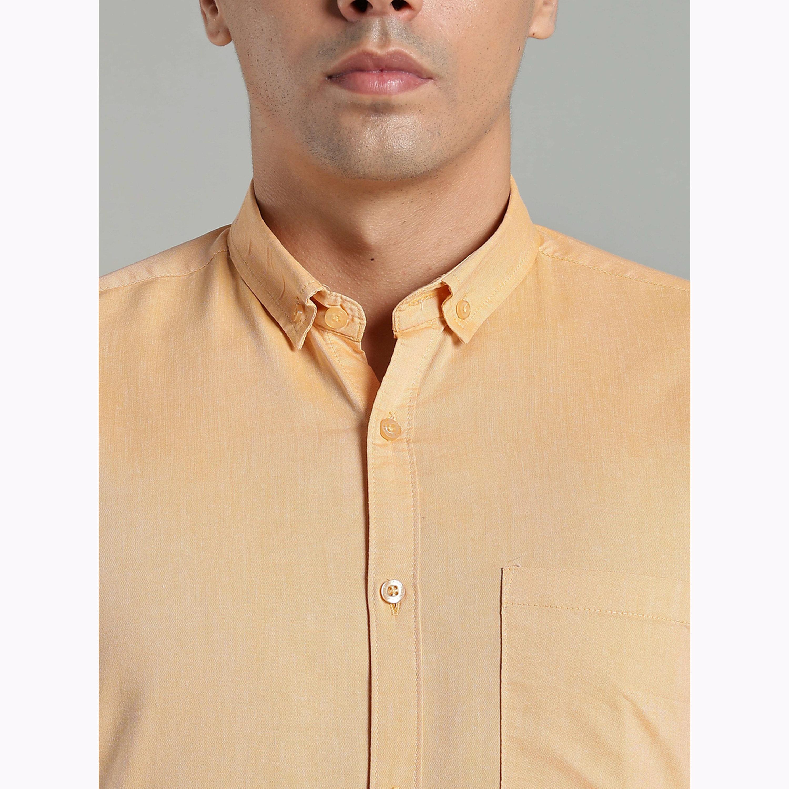 KUONS AVENUE X Styli Men Yellow Short Sleeve Oxford Shirt-men-clothing-shirts-image-6