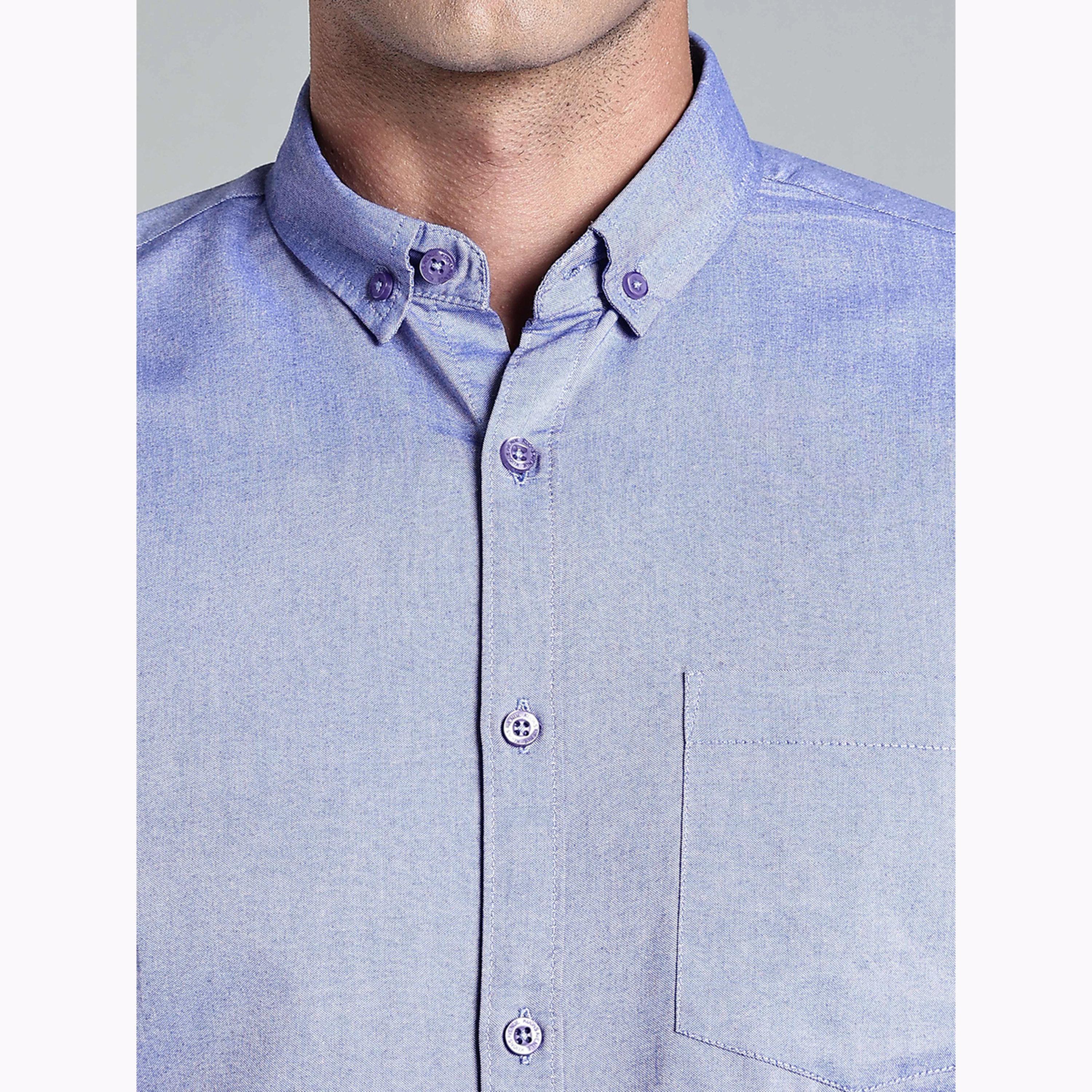 KUONS AVENUE X Styli Men Blue Short Sleeve Oxford Shirt-men-clothing-shirts-image-6