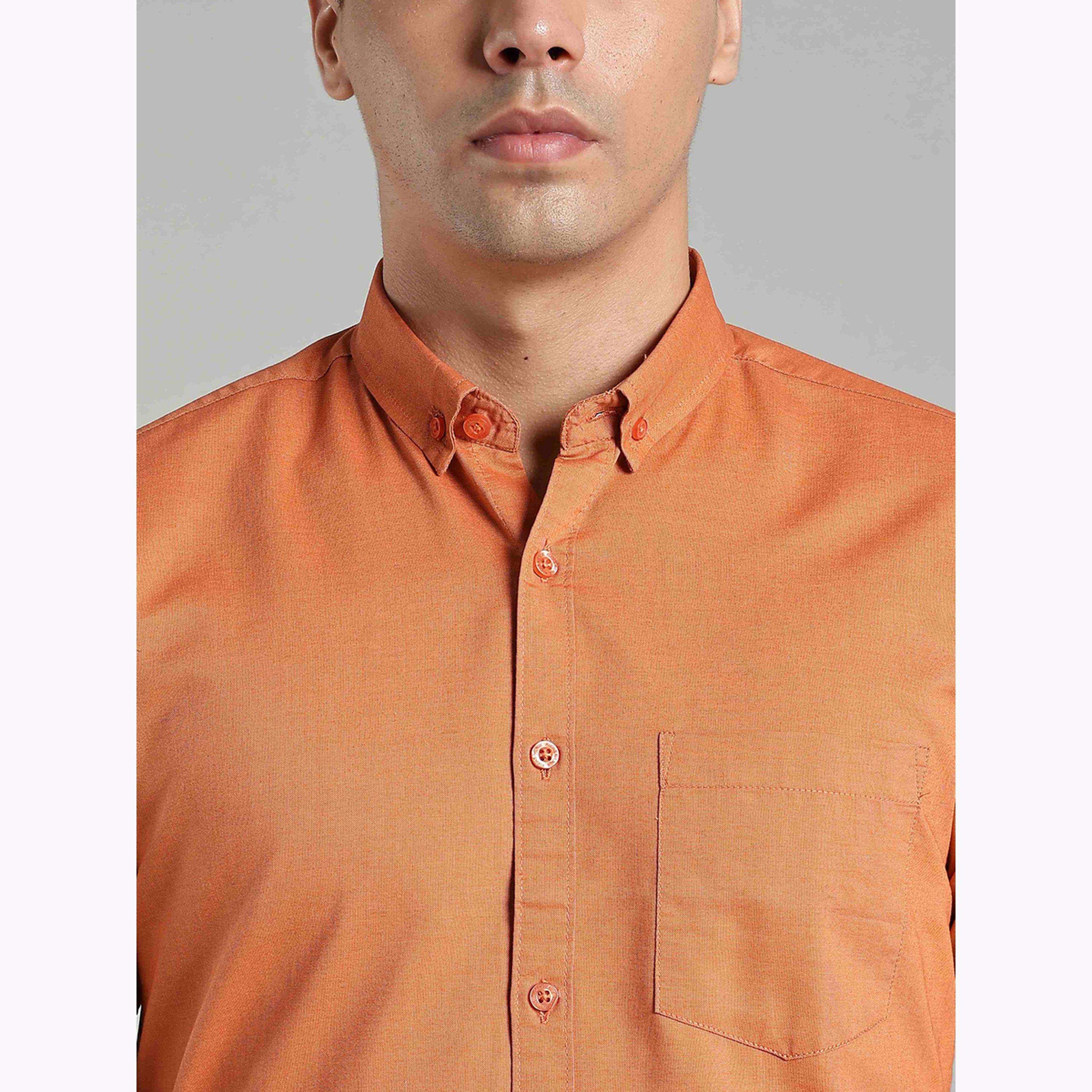 قميص أكسفورد رجالي برتقالي بأكمام قصيرة-men-clothing-shirts-image-6