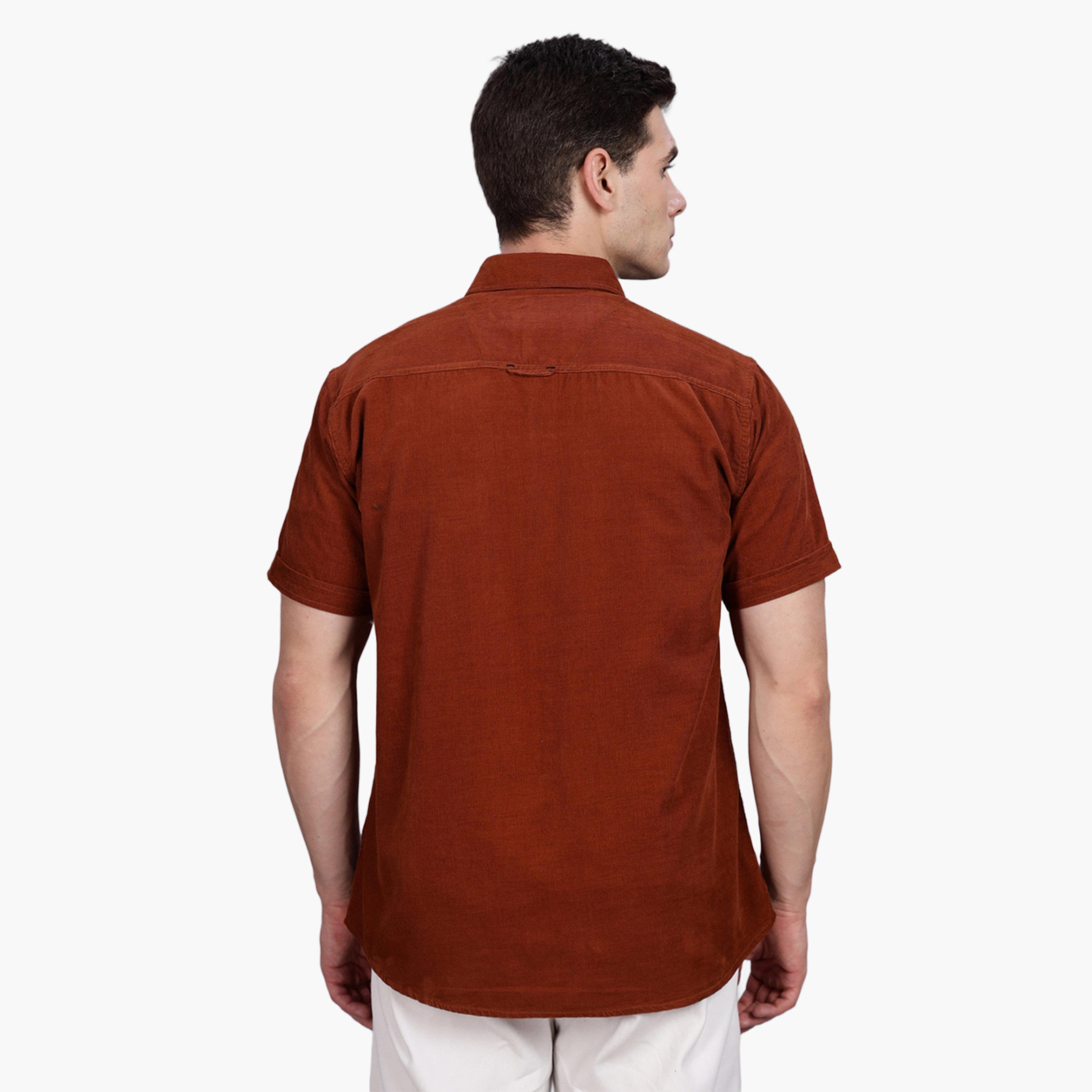 KUONS AVENUE X Styli Men Bronze Corduroy Short Sleeve Shirt-men-clothing-shirts-image-3