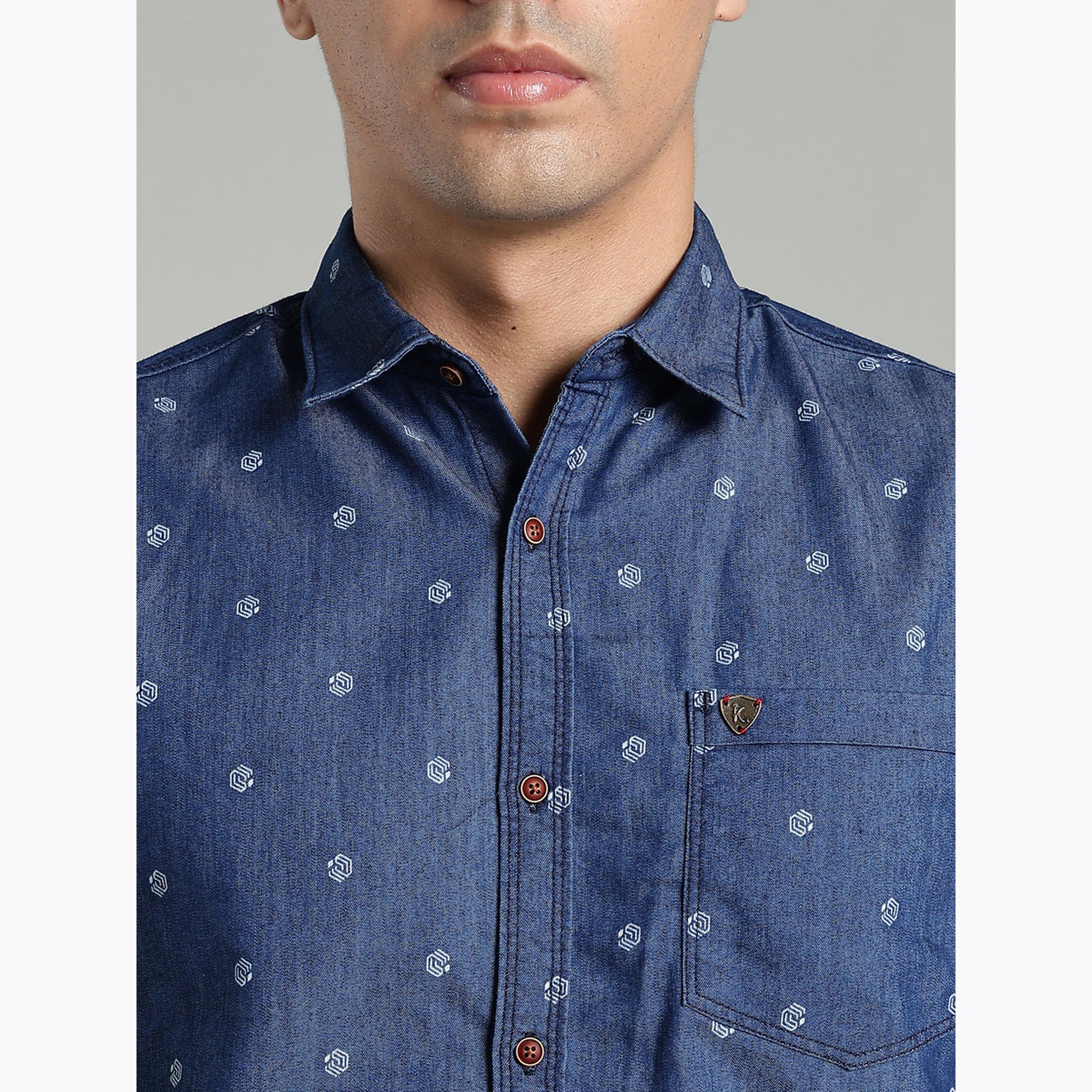KUONS AVENUE X Styli Men Blue Denim Print Short Sleeve Shirt-men-clothing-shirts-image-6