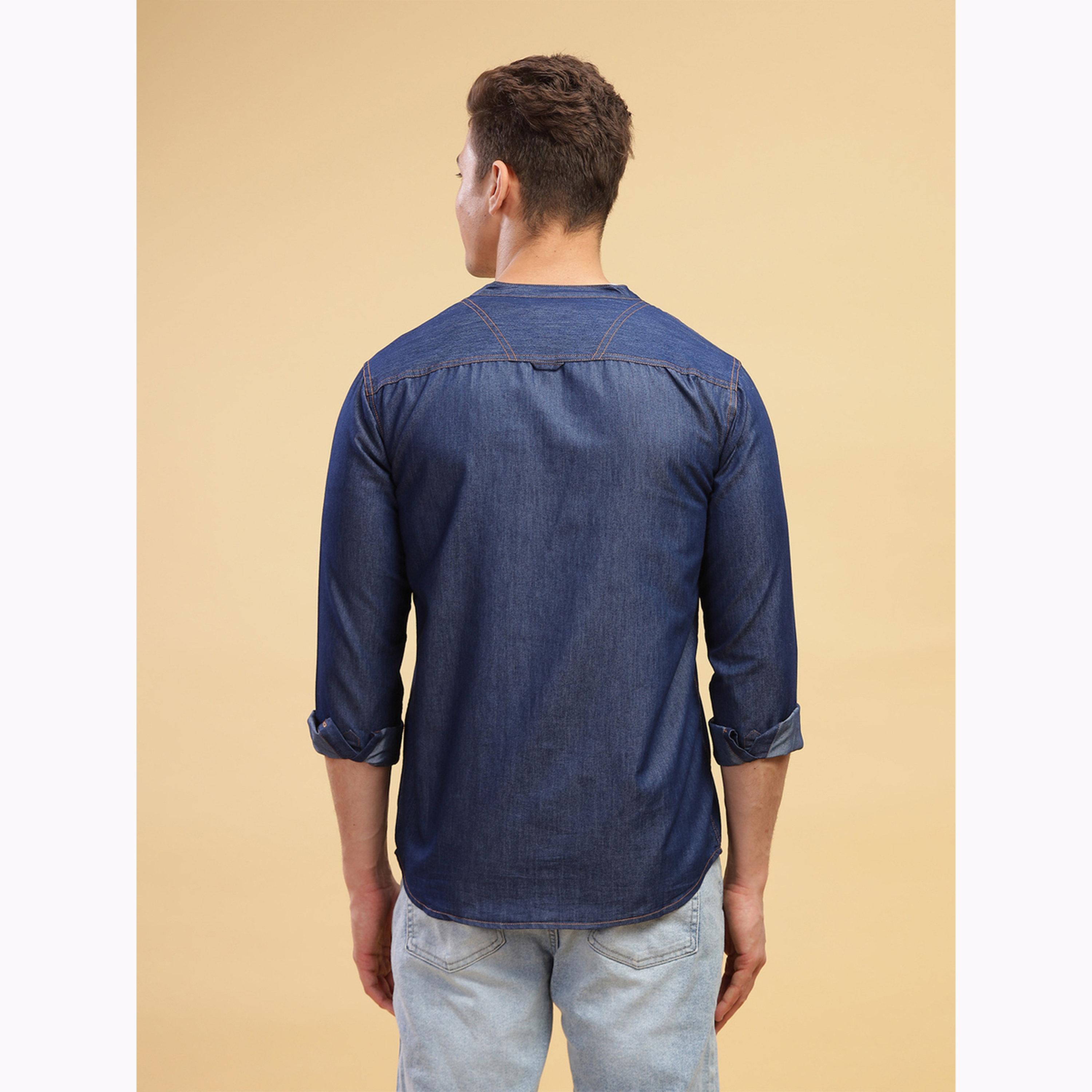 قميص دنيم رجالي بياقة ماندارين-men-clothing-shirts-image-3