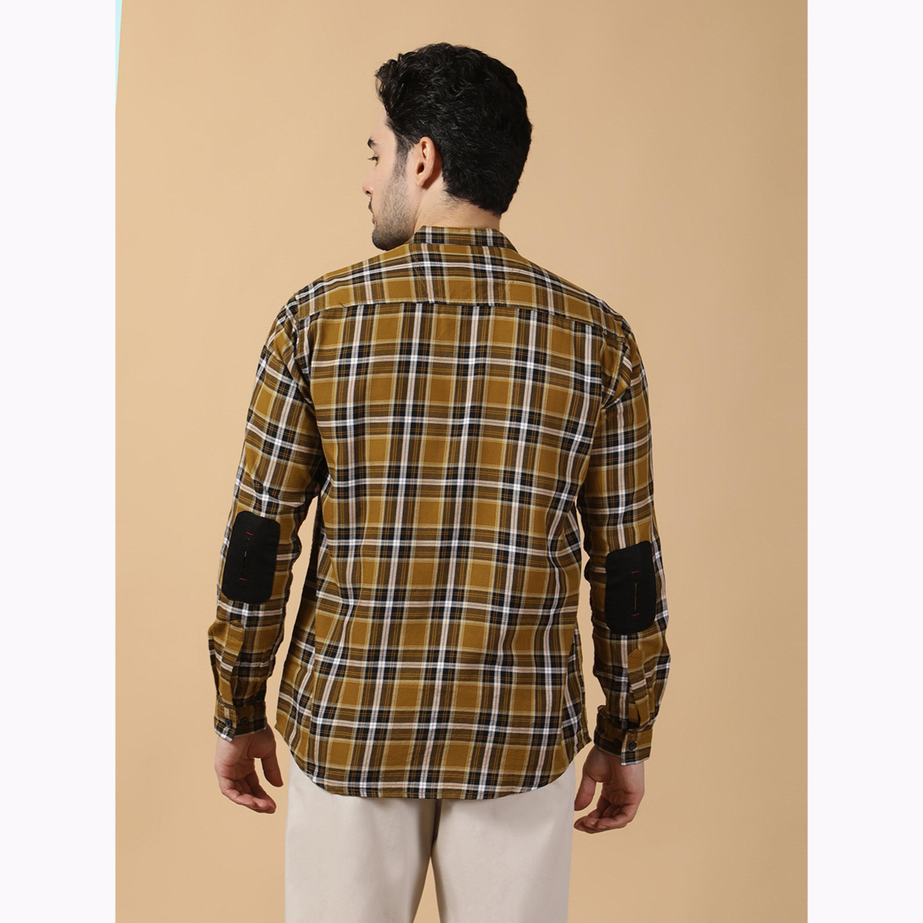 KUONS AVENUE X Styli Men Checked Stand Collar Casual Shirt-men-clothing-shirts-image-3