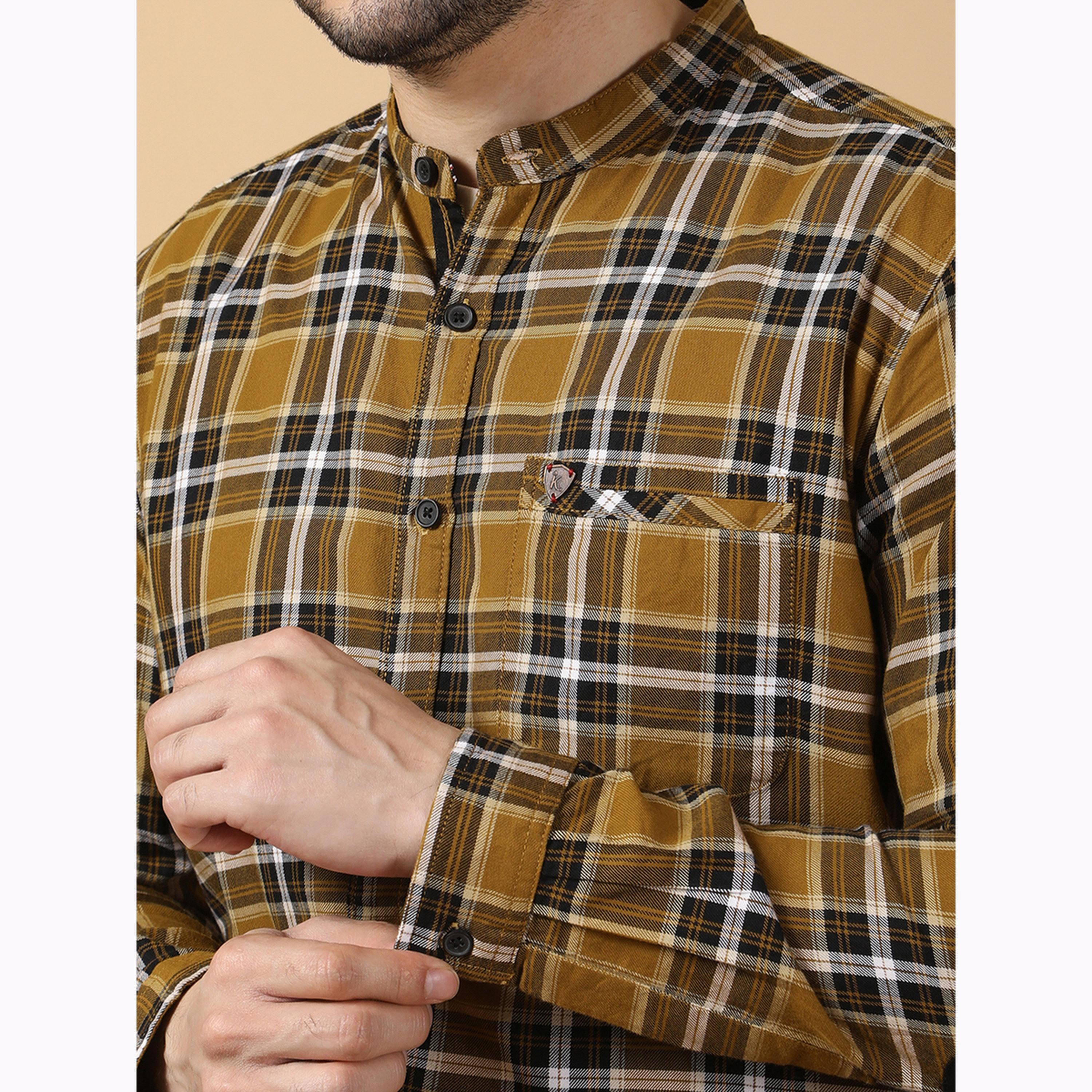 قميص كاجوال كاروهات بياقة قائمة-men-clothing-shirts-image-6