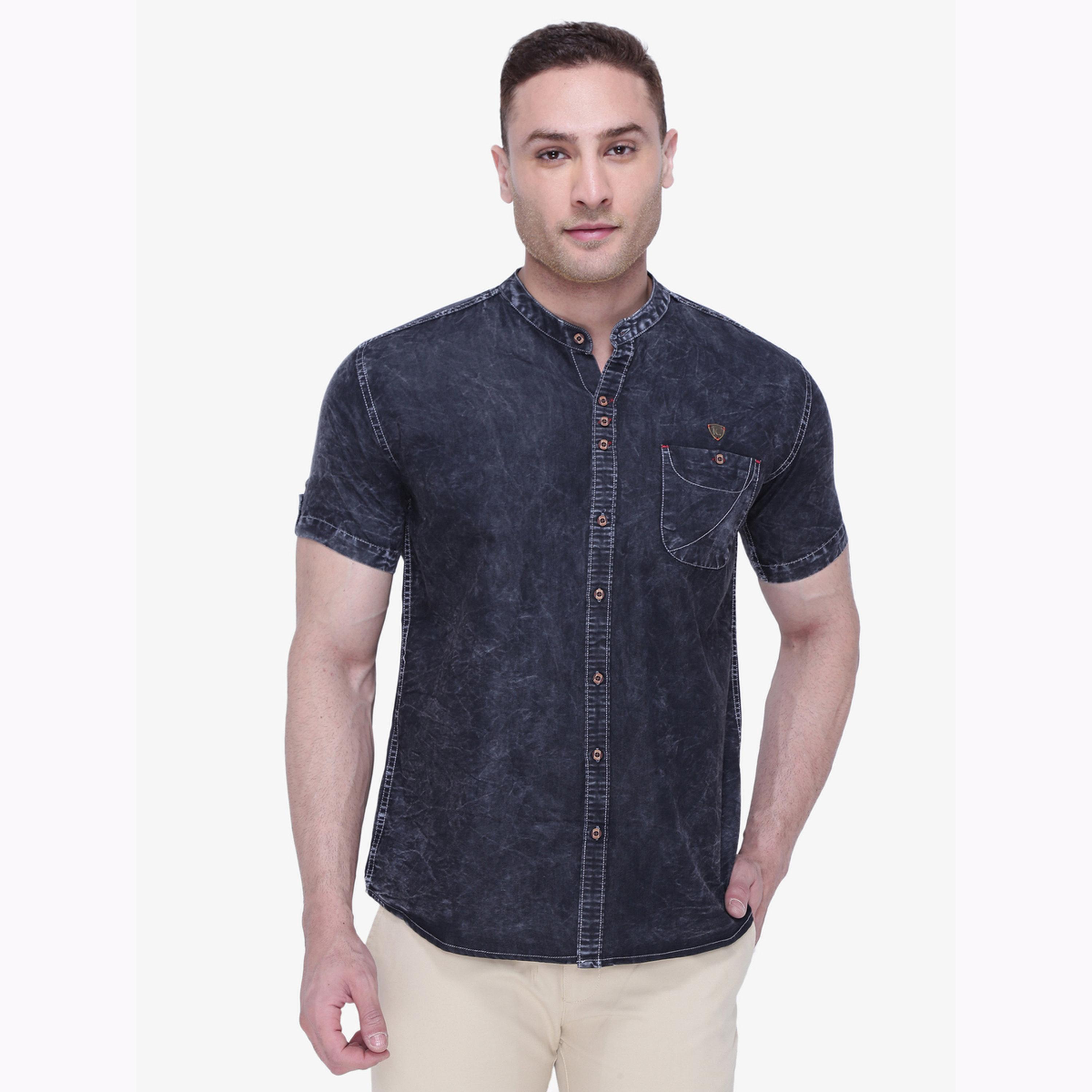 قميص دنيم رجالي رمادي بياقة ماندارين-men-clothing-shirts-image-1
