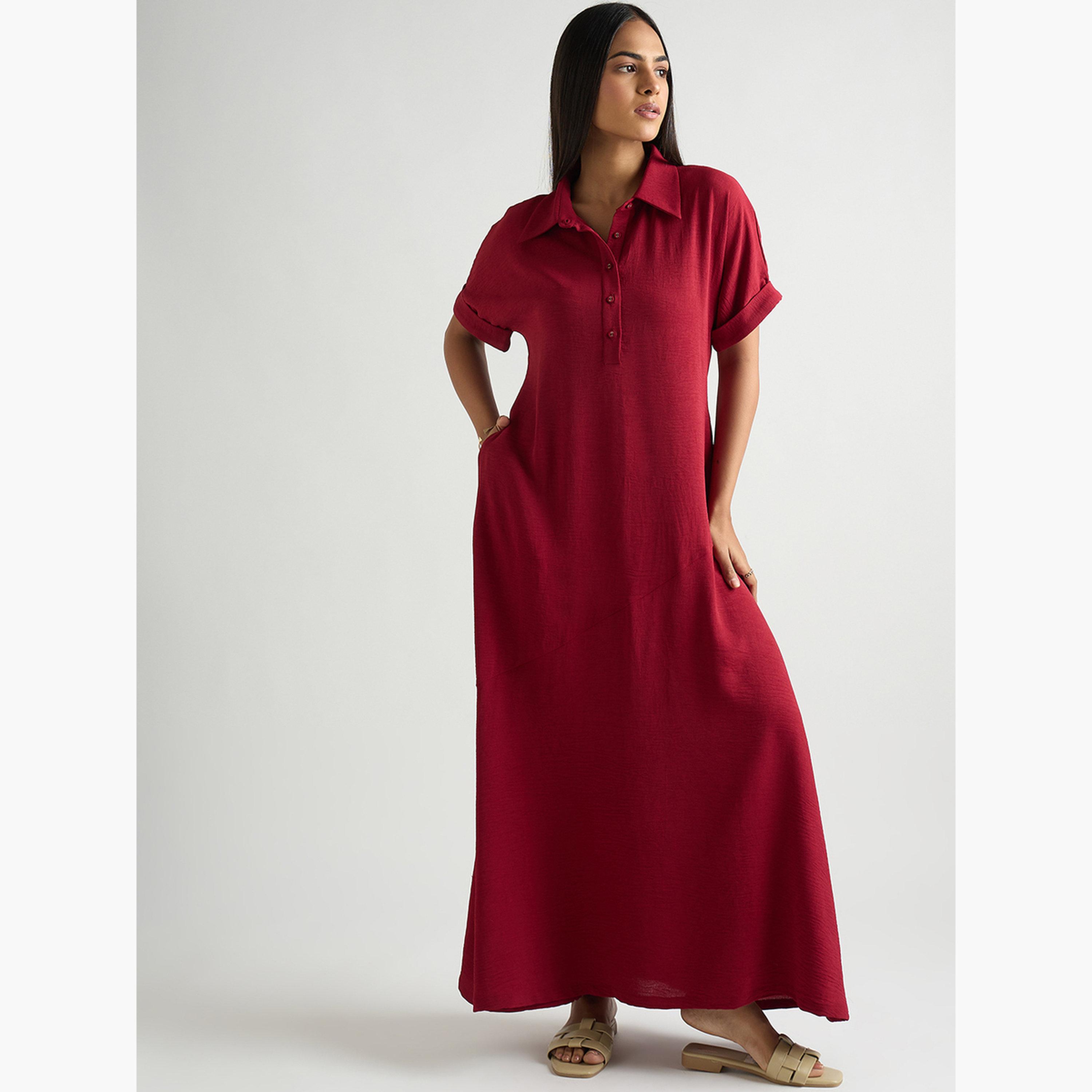 فستان طويل بتصميم واسع من الأسفل-women-clothing-dresses-image-1